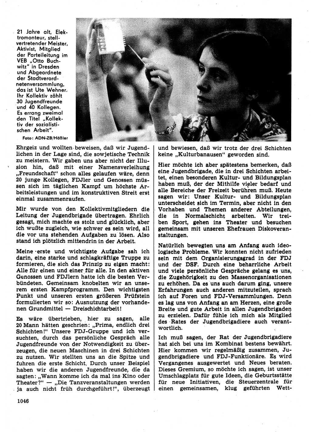 Neuer Weg (NW), Organ des Zentralkomitees (ZK) der SED (Sozialistische Einheitspartei Deutschlands) für Fragen des Parteilebens, 31. Jahrgang [Deutsche Demokratische Republik (DDR)] 1976, Seite 1046 (NW ZK SED DDR 1976, S. 1046)