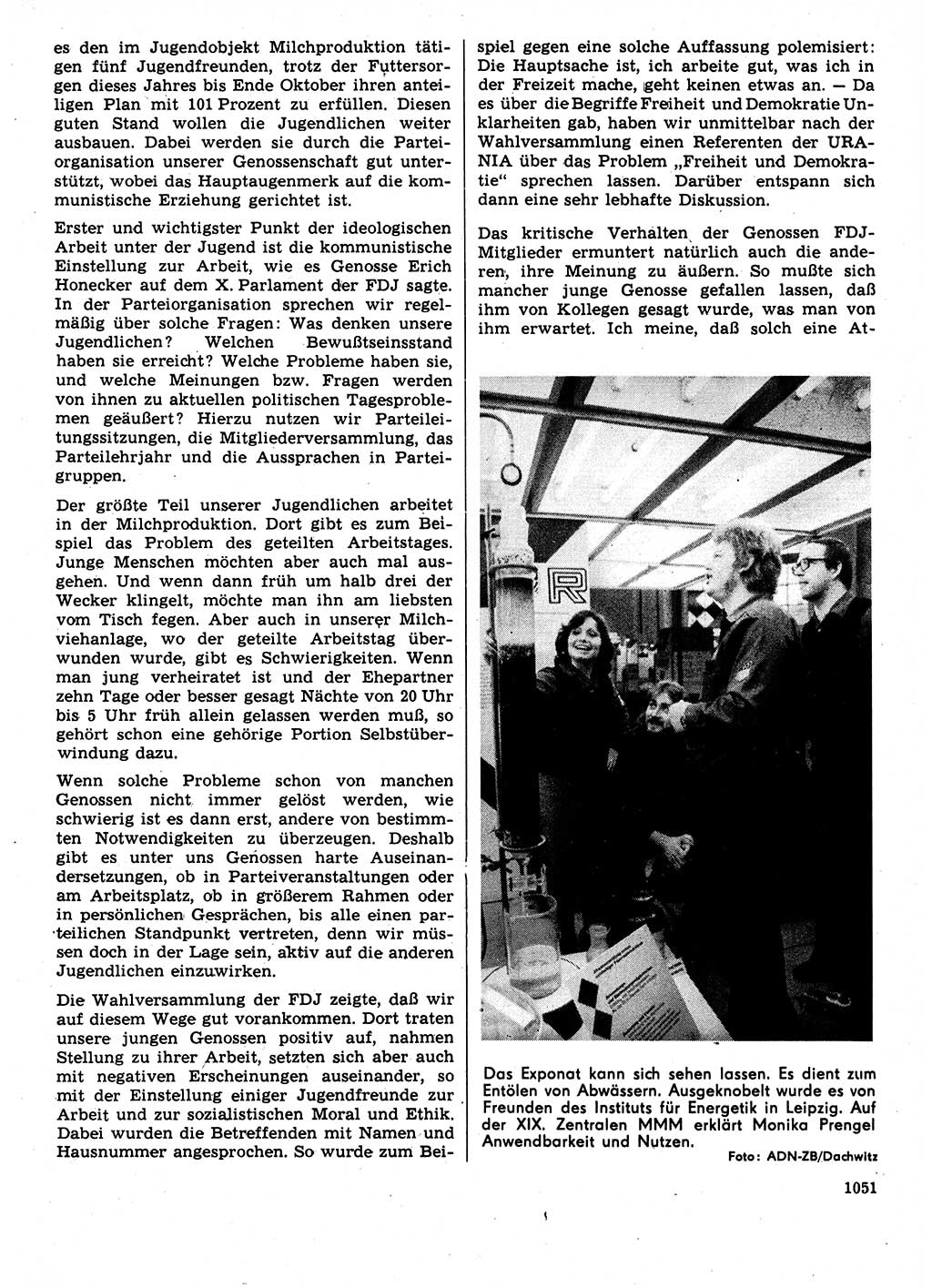 Neuer Weg (NW), Organ des Zentralkomitees (ZK) der SED (Sozialistische Einheitspartei Deutschlands) für Fragen des Parteilebens, 31. Jahrgang [Deutsche Demokratische Republik (DDR)] 1976, Seite 1051 (NW ZK SED DDR 1976, S. 1051)