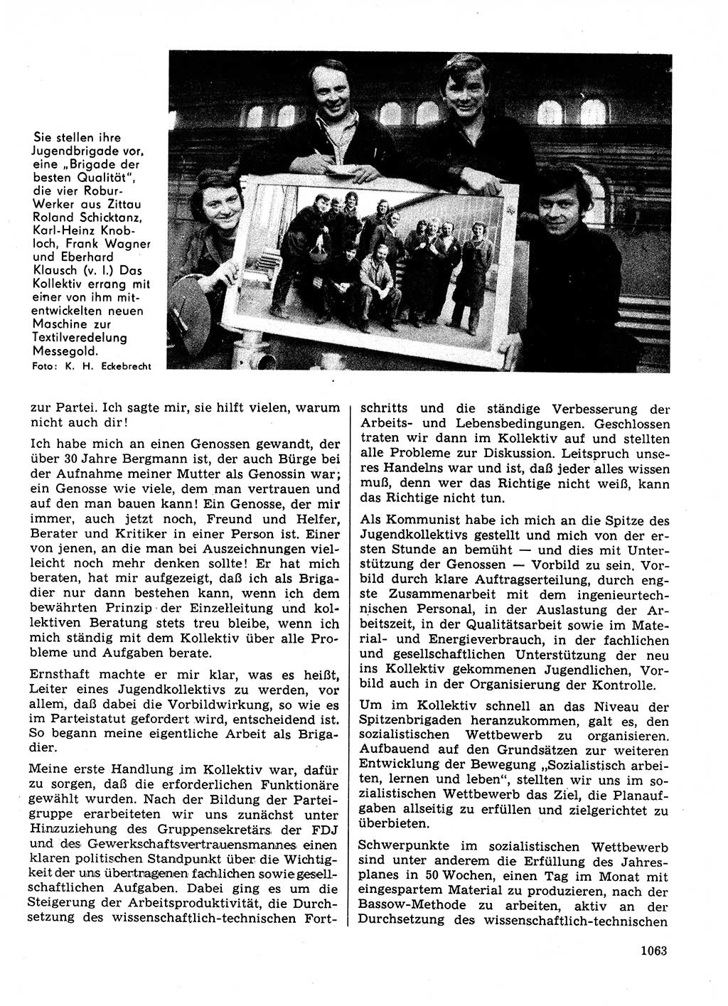Neuer Weg (NW), Organ des Zentralkomitees (ZK) der SED (Sozialistische Einheitspartei Deutschlands) für Fragen des Parteilebens, 31. Jahrgang [Deutsche Demokratische Republik (DDR)] 1976, Seite 1063 (NW ZK SED DDR 1976, S. 1063)