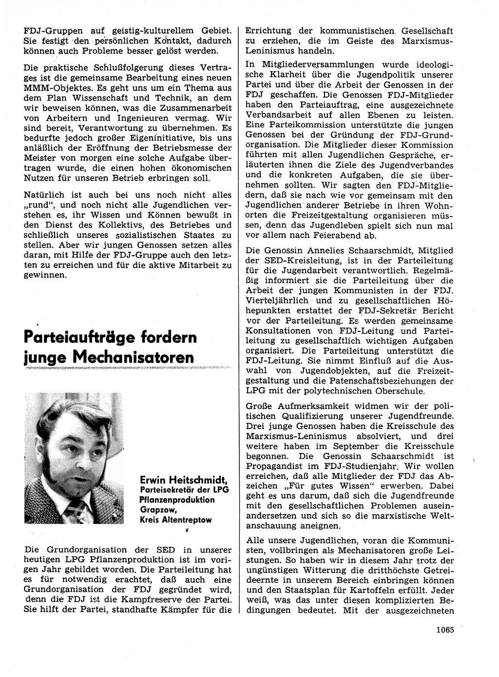 Neuer Weg (NW), Organ des Zentralkomitees (ZK) der SED (Sozialistische Einheitspartei Deutschlands) für Fragen des Parteilebens, 31. Jahrgang [Deutsche Demokratische Republik (DDR)] 1976, Seite 1065 (NW ZK SED DDR 1976, S. 1065)