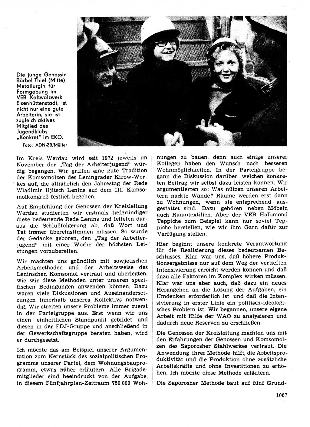 Neuer Weg (NW), Organ des Zentralkomitees (ZK) der SED (Sozialistische Einheitspartei Deutschlands) für Fragen des Parteilebens, 31. Jahrgang [Deutsche Demokratische Republik (DDR)] 1976, Seite 1067 (NW ZK SED DDR 1976, S. 1067)