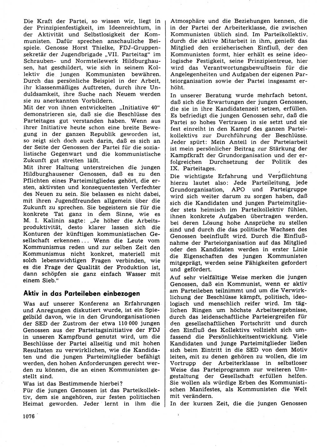 Neuer Weg (NW), Organ des Zentralkomitees (ZK) der SED (Sozialistische Einheitspartei Deutschlands) für Fragen des Parteilebens, 31. Jahrgang [Deutsche Demokratische Republik (DDR)] 1976, Seite 1076 (NW ZK SED DDR 1976, S. 1076)