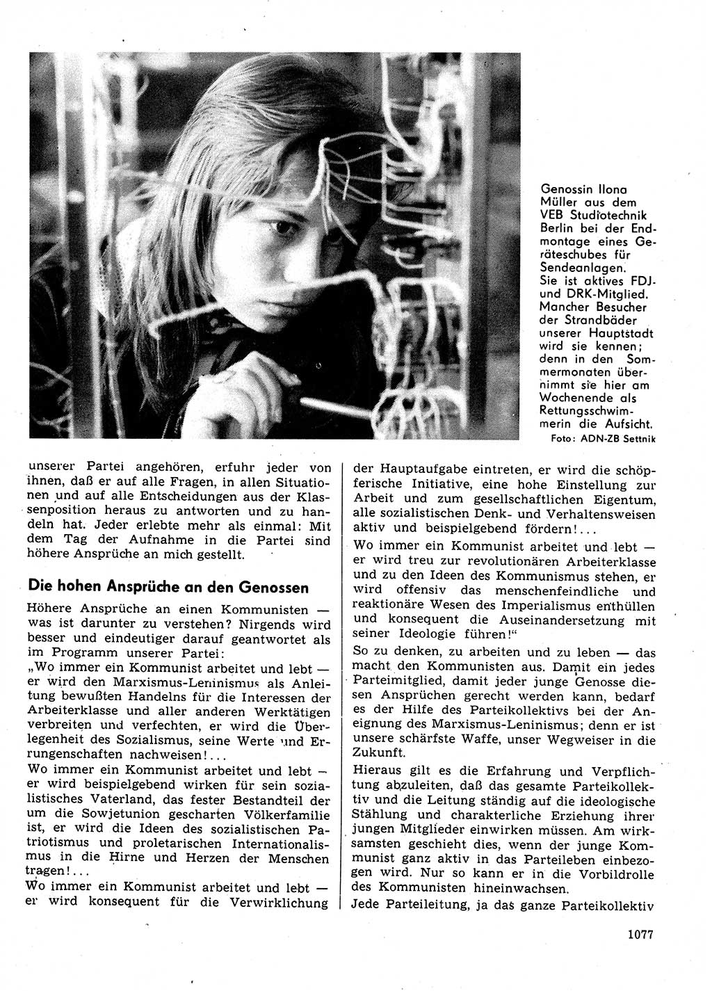 Neuer Weg (NW), Organ des Zentralkomitees (ZK) der SED (Sozialistische Einheitspartei Deutschlands) für Fragen des Parteilebens, 31. Jahrgang [Deutsche Demokratische Republik (DDR)] 1976, Seite 1077 (NW ZK SED DDR 1976, S. 1077)