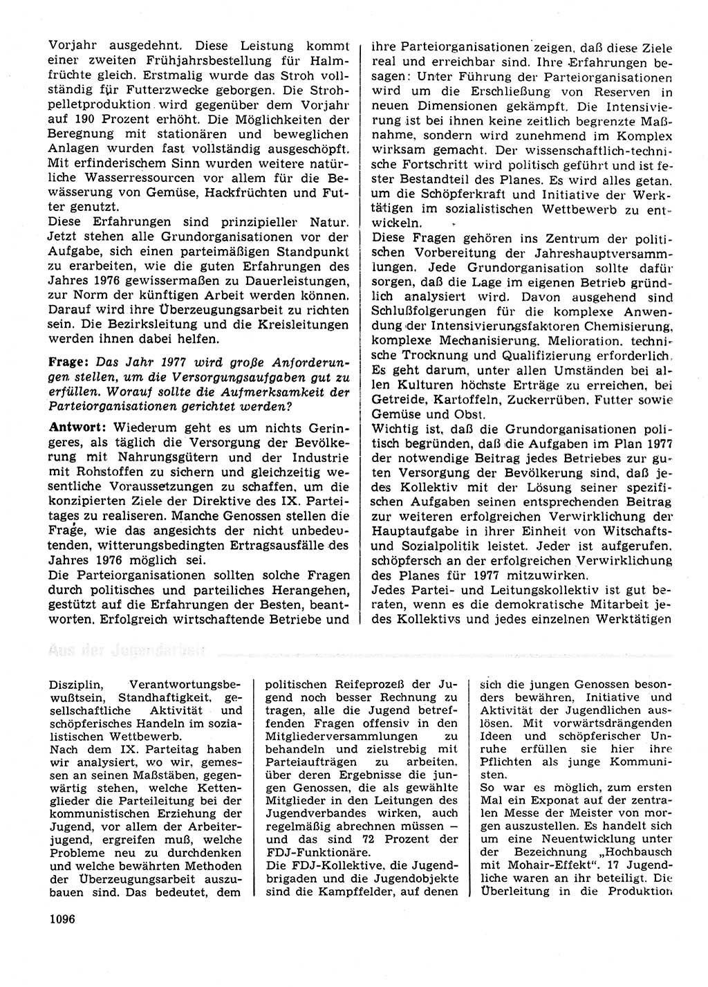 Neuer Weg (NW), Organ des Zentralkomitees (ZK) der SED (Sozialistische Einheitspartei Deutschlands) für Fragen des Parteilebens, 31. Jahrgang [Deutsche Demokratische Republik (DDR)] 1976, Seite 1096 (NW ZK SED DDR 1976, S. 1096)