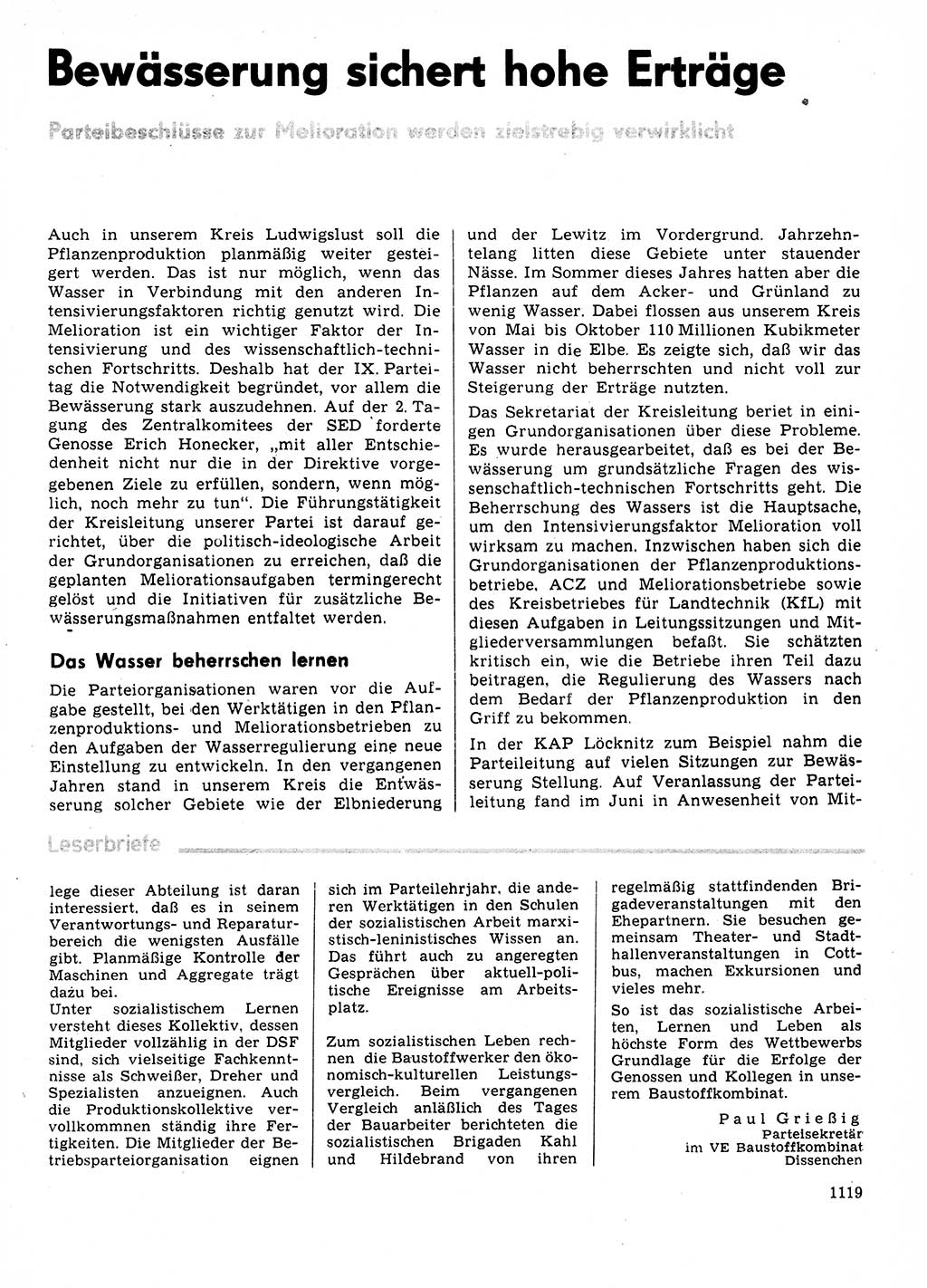 Neuer Weg (NW), Organ des Zentralkomitees (ZK) der SED (Sozialistische Einheitspartei Deutschlands) für Fragen des Parteilebens, 31. Jahrgang [Deutsche Demokratische Republik (DDR)] 1976, Seite 1119 (NW ZK SED DDR 1976, S. 1119)