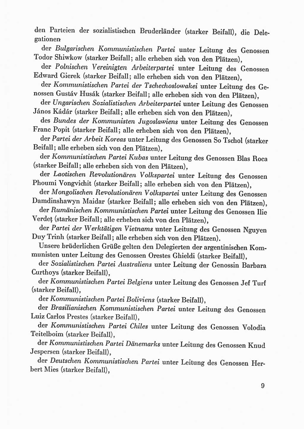Protokoll der Verhandlungen des Ⅸ. Parteitages der Sozialistischen Einheitspartei Deutschlands (SED) [Deutsche Demokratische Republik (DDR)] 1976, Band 1, Seite 9 (Prot. Verh. Ⅸ. PT SED DDR 1976, Bd. 1, S. 9)