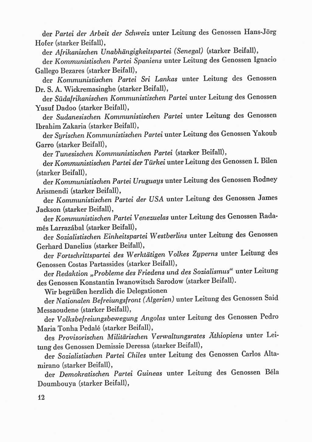Protokoll der Verhandlungen des Ⅸ. Parteitages der Sozialistischen Einheitspartei Deutschlands (SED) [Deutsche Demokratische Republik (DDR)] 1976, Band 1, Seite 12 (Prot. Verh. Ⅸ. PT SED DDR 1976, Bd. 1, S. 12)