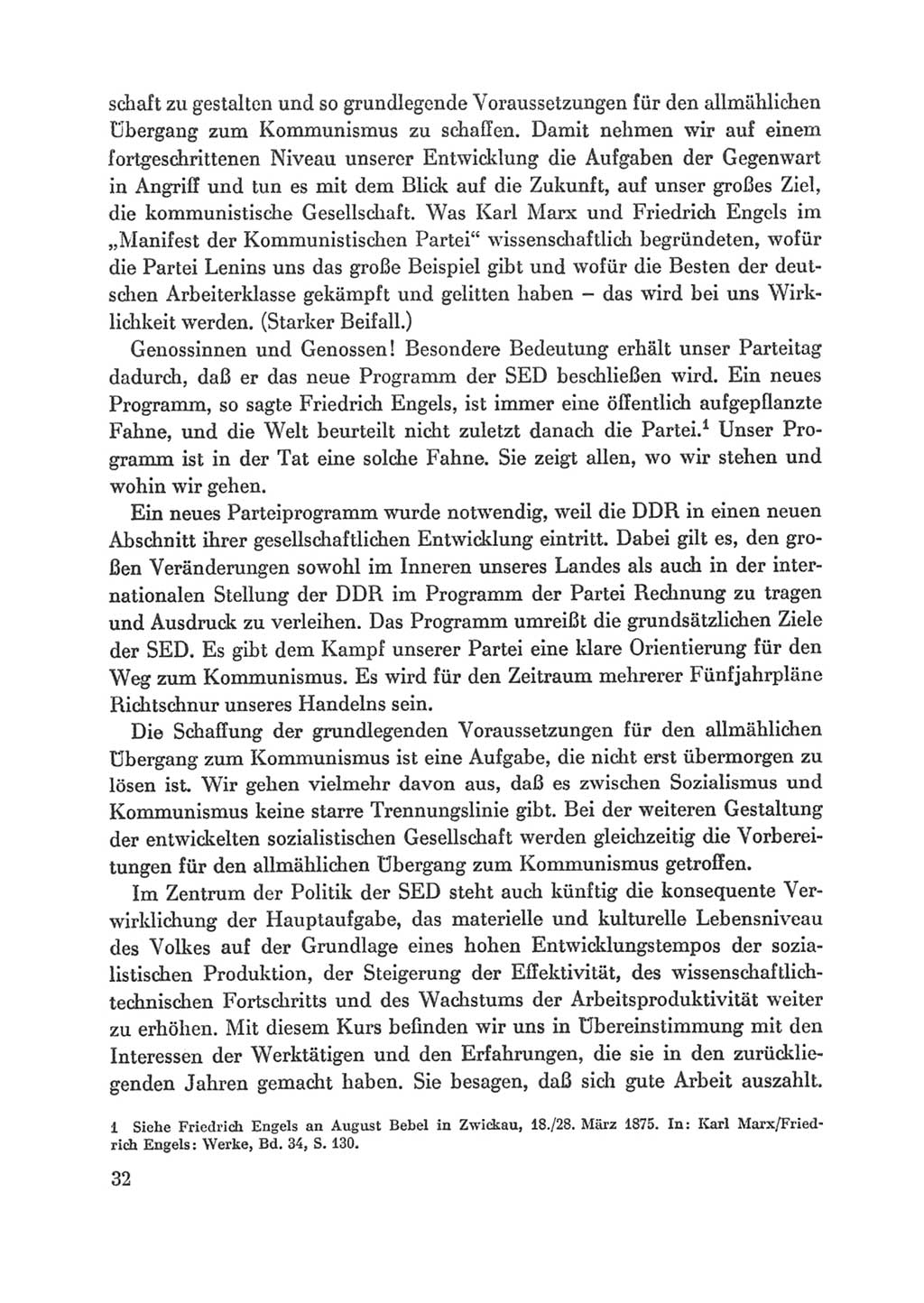 Protokoll der Verhandlungen des Ⅸ. Parteitages der Sozialistischen Einheitspartei Deutschlands (SED) [Deutsche Demokratische Republik (DDR)] 1976, Band 1, Seite 32 (Prot. Verh. Ⅸ. PT SED DDR 1976, Bd. 1, S. 32)