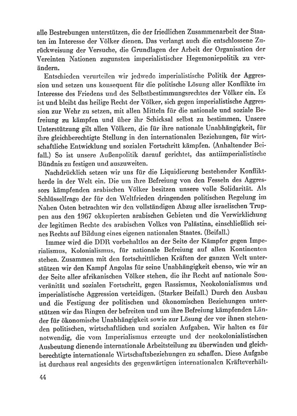Protokoll der Verhandlungen des Ⅸ. Parteitages der Sozialistischen Einheitspartei Deutschlands (SED) [Deutsche Demokratische Republik (DDR)] 1976, Band 1, Seite 44 (Prot. Verh. Ⅸ. PT SED DDR 1976, Bd. 1, S. 44)