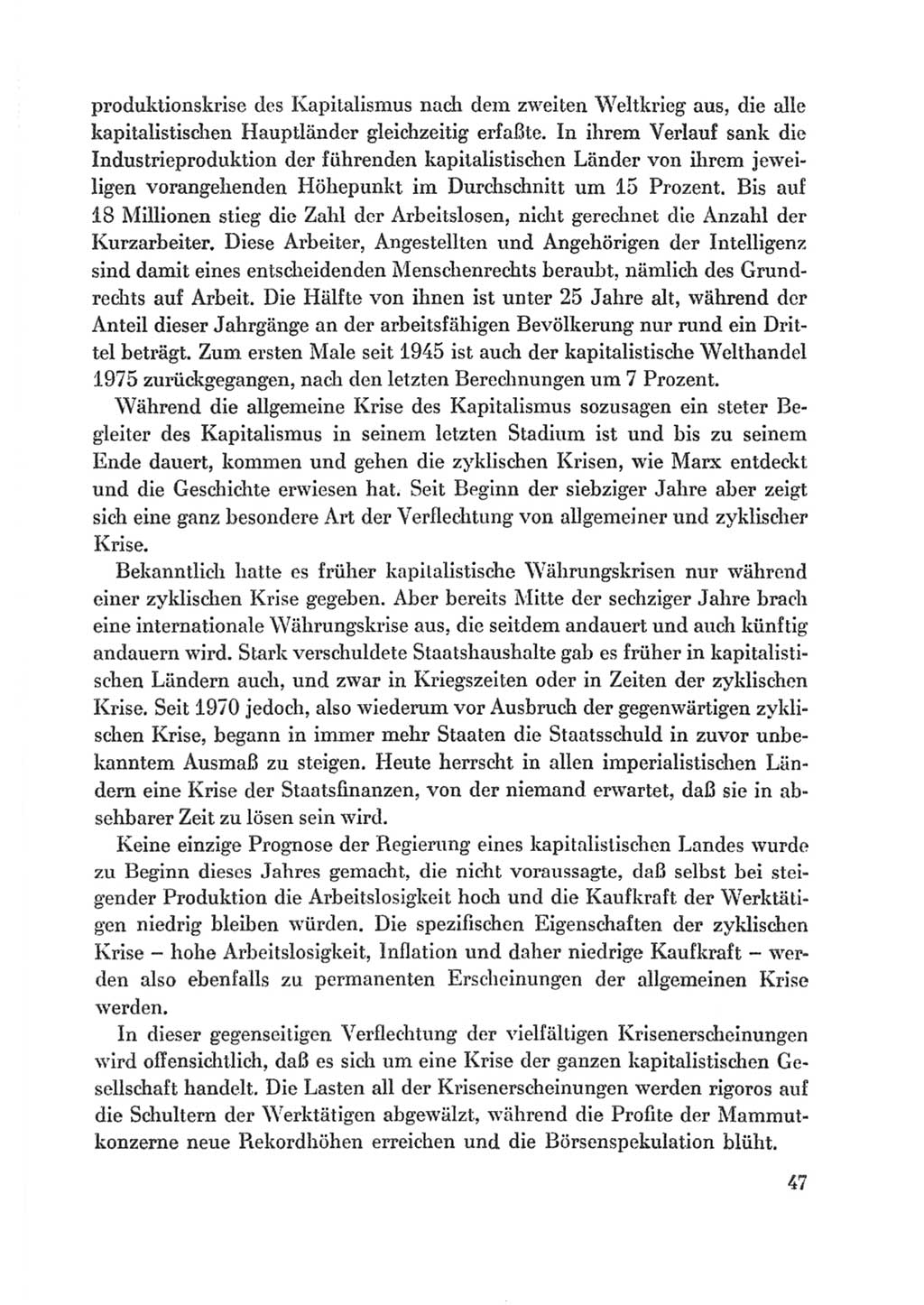 Protokoll der Verhandlungen des Ⅸ. Parteitages der Sozialistischen Einheitspartei Deutschlands (SED) [Deutsche Demokratische Republik (DDR)] 1976, Band 1, Seite 47 (Prot. Verh. Ⅸ. PT SED DDR 1976, Bd. 1, S. 47)