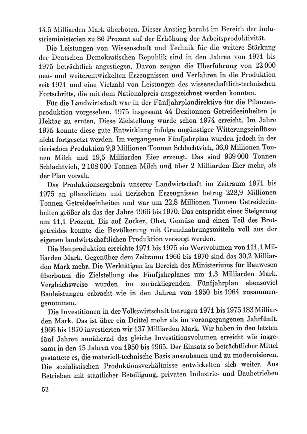 Protokoll der Verhandlungen des Ⅸ. Parteitages der Sozialistischen Einheitspartei Deutschlands (SED) [Deutsche Demokratische Republik (DDR)] 1976, Band 1, Seite 52 (Prot. Verh. Ⅸ. PT SED DDR 1976, Bd. 1, S. 52)