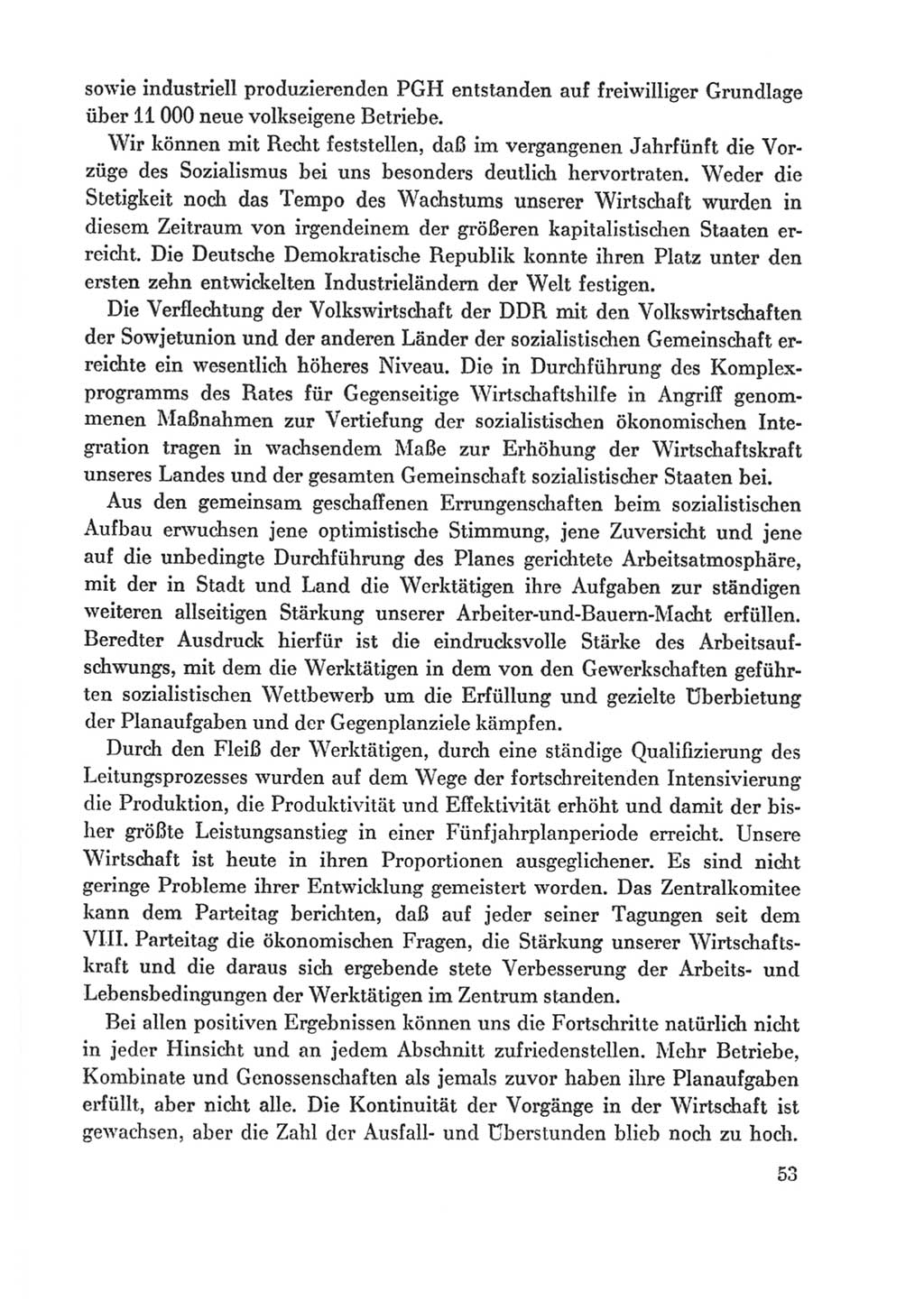 Protokoll der Verhandlungen des Ⅸ. Parteitages der Sozialistischen Einheitspartei Deutschlands (SED) [Deutsche Demokratische Republik (DDR)] 1976, Band 1, Seite 53 (Prot. Verh. Ⅸ. PT SED DDR 1976, Bd. 1, S. 53)