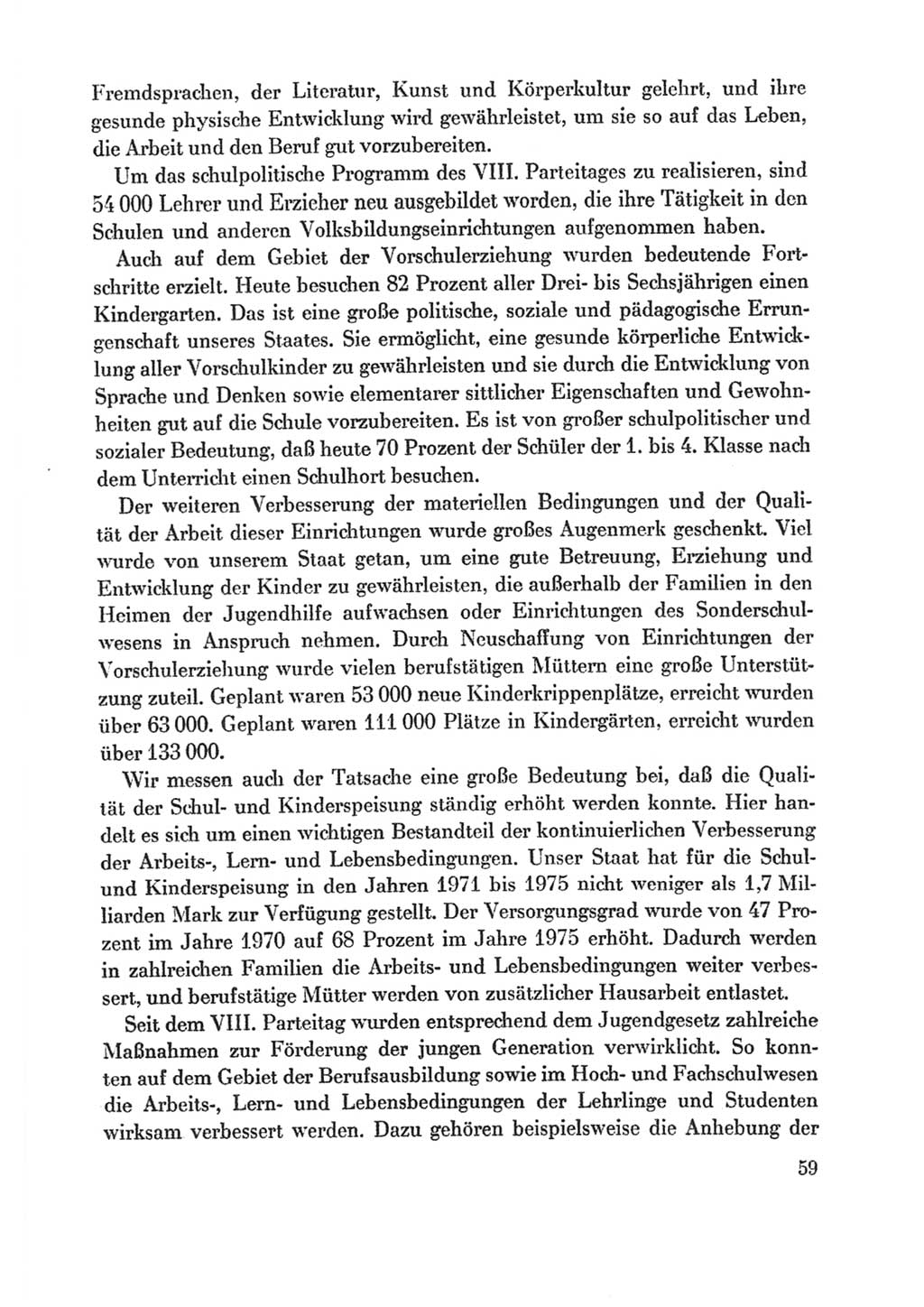 Protokoll der Verhandlungen des Ⅸ. Parteitages der Sozialistischen Einheitspartei Deutschlands (SED) [Deutsche Demokratische Republik (DDR)] 1976, Band 1, Seite 59 (Prot. Verh. Ⅸ. PT SED DDR 1976, Bd. 1, S. 59)