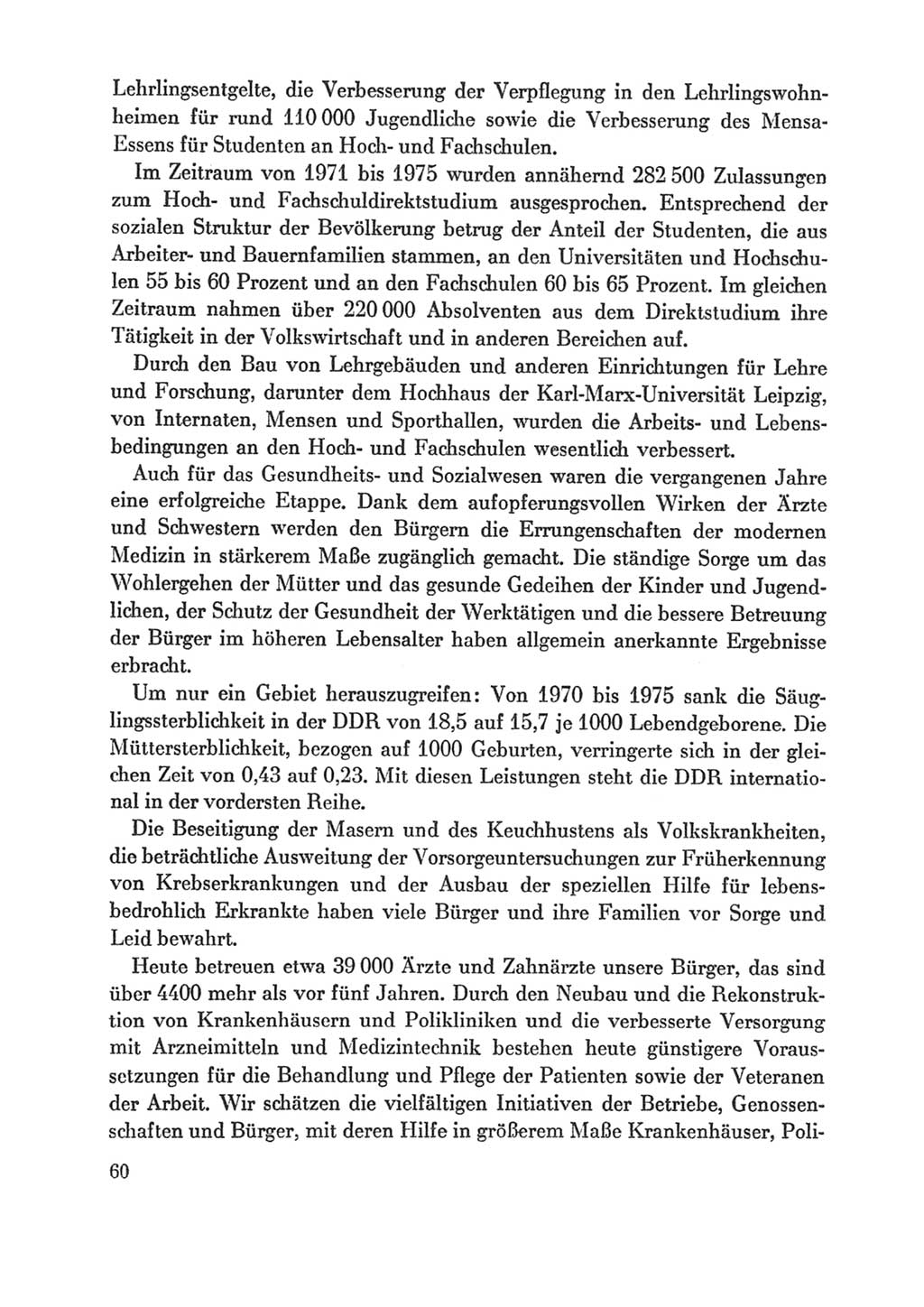 Protokoll der Verhandlungen des Ⅸ. Parteitages der Sozialistischen Einheitspartei Deutschlands (SED) [Deutsche Demokratische Republik (DDR)] 1976, Band 1, Seite 60 (Prot. Verh. Ⅸ. PT SED DDR 1976, Bd. 1, S. 60)