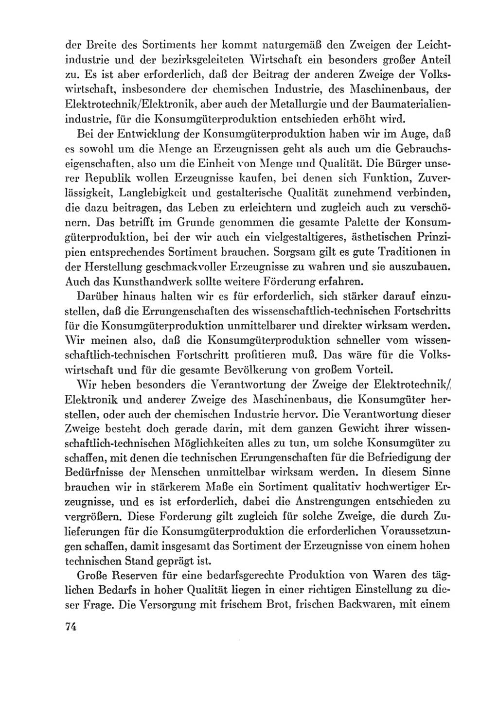 Protokoll der Verhandlungen des Ⅸ. Parteitages der Sozialistischen Einheitspartei Deutschlands (SED) [Deutsche Demokratische Republik (DDR)] 1976, Band 1, Seite 74 (Prot. Verh. Ⅸ. PT SED DDR 1976, Bd. 1, S. 74)