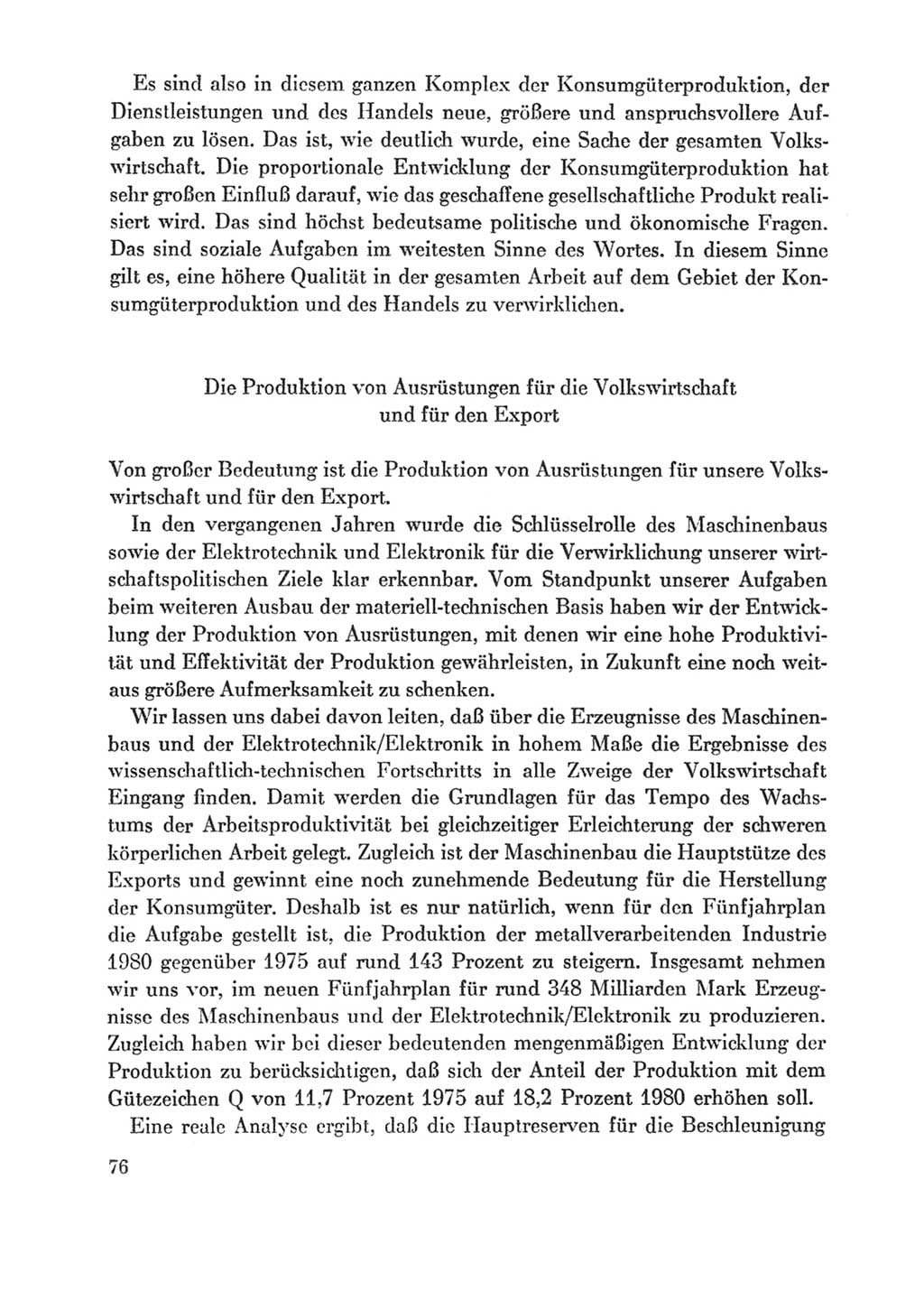 Protokoll der Verhandlungen des Ⅸ. Parteitages der Sozialistischen Einheitspartei Deutschlands (SED) [Deutsche Demokratische Republik (DDR)] 1976, Band 1, Seite 76 (Prot. Verh. Ⅸ. PT SED DDR 1976, Bd. 1, S. 76)