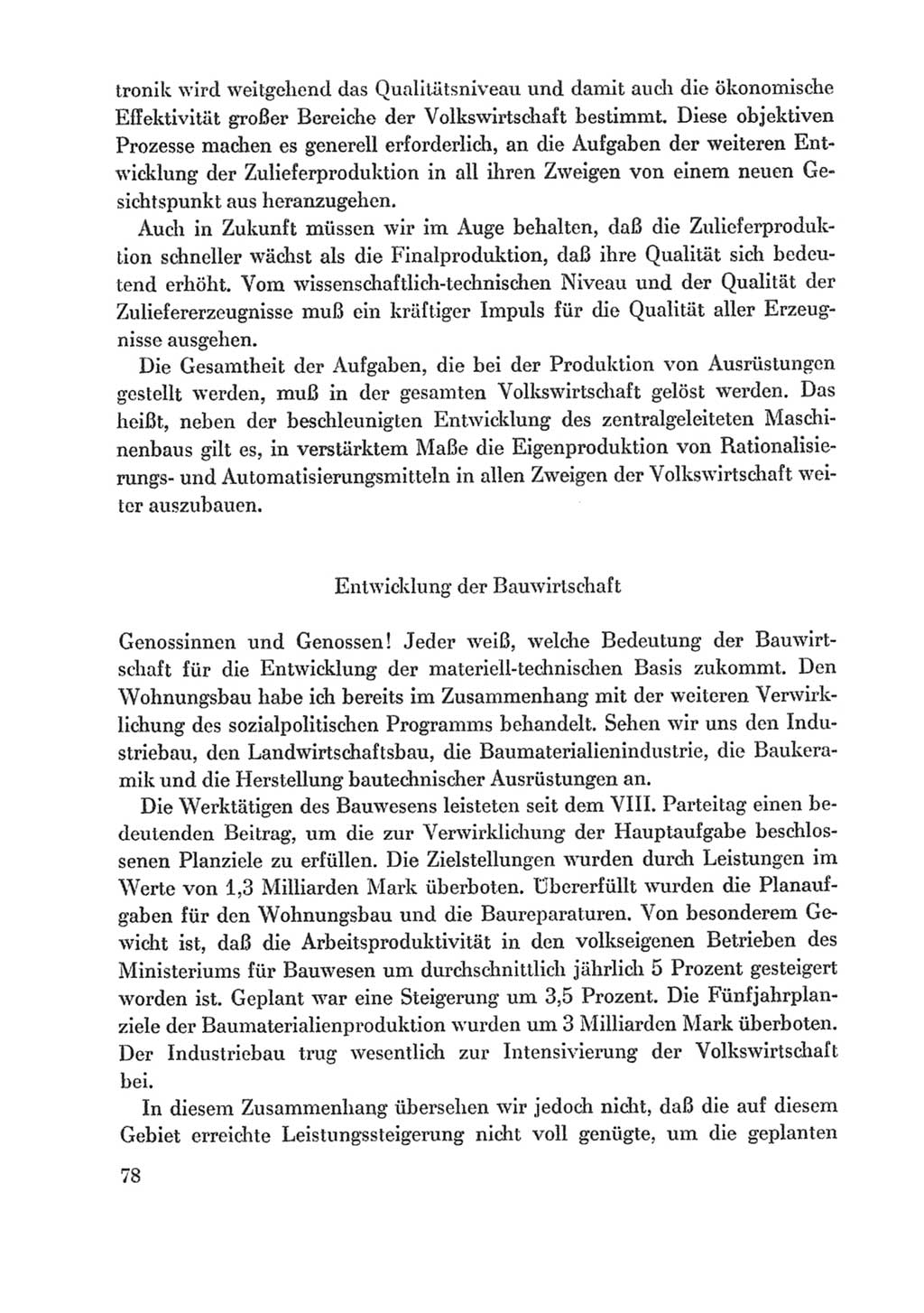 Protokoll der Verhandlungen des Ⅸ. Parteitages der Sozialistischen Einheitspartei Deutschlands (SED) [Deutsche Demokratische Republik (DDR)] 1976, Band 1, Seite 78 (Prot. Verh. Ⅸ. PT SED DDR 1976, Bd. 1, S. 78)
