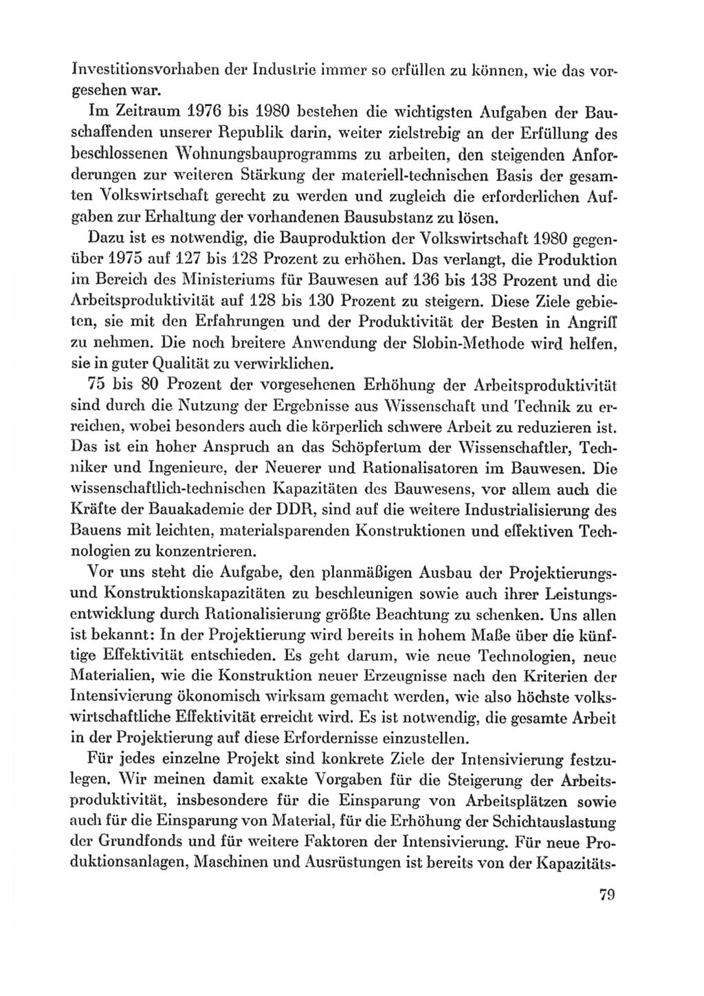 Protokoll der Verhandlungen des Ⅸ. Parteitages der Sozialistischen Einheitspartei Deutschlands (SED) [Deutsche Demokratische Republik (DDR)] 1976, Band 1, Seite 79 (Prot. Verh. Ⅸ. PT SED DDR 1976, Bd. 1, S. 79)