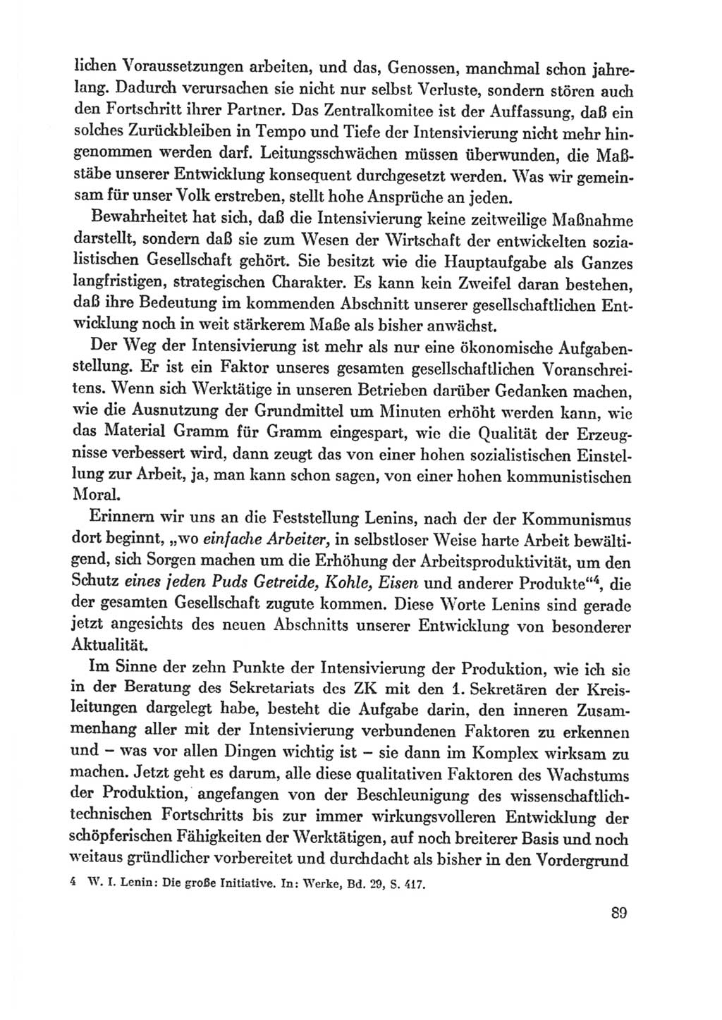 Protokoll der Verhandlungen des Ⅸ. Parteitages der Sozialistischen Einheitspartei Deutschlands (SED) [Deutsche Demokratische Republik (DDR)] 1976, Band 1, Seite 89 (Prot. Verh. Ⅸ. PT SED DDR 1976, Bd. 1, S. 89)
