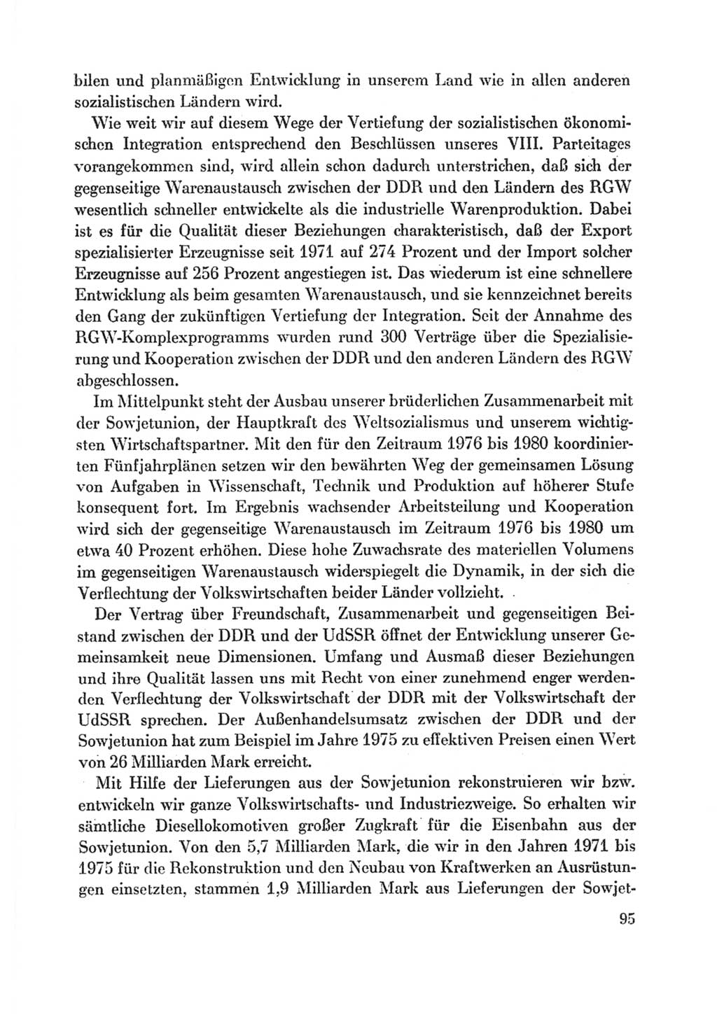 Protokoll der Verhandlungen des Ⅸ. Parteitages der Sozialistischen Einheitspartei Deutschlands (SED) [Deutsche Demokratische Republik (DDR)] 1976, Band 1, Seite 95 (Prot. Verh. Ⅸ. PT SED DDR 1976, Bd. 1, S. 95)