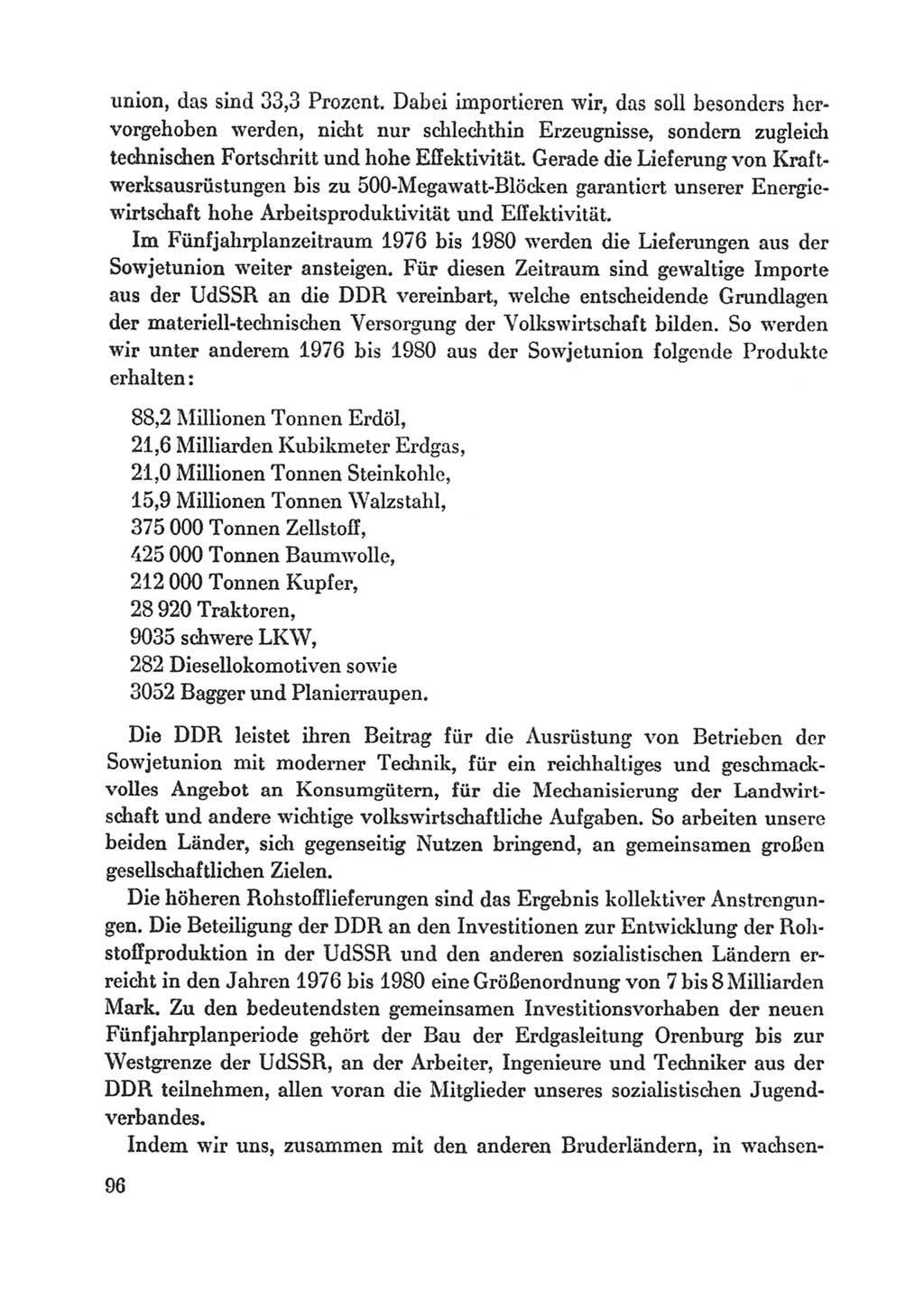Protokoll der Verhandlungen des Ⅸ. Parteitages der Sozialistischen Einheitspartei Deutschlands (SED) [Deutsche Demokratische Republik (DDR)] 1976, Band 1, Seite 96 (Prot. Verh. Ⅸ. PT SED DDR 1976, Bd. 1, S. 96)
