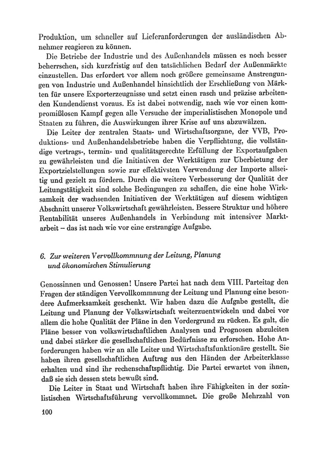 Protokoll der Verhandlungen des Ⅸ. Parteitages der Sozialistischen Einheitspartei Deutschlands (SED) [Deutsche Demokratische Republik (DDR)] 1976, Band 1, Seite 100 (Prot. Verh. Ⅸ. PT SED DDR 1976, Bd. 1, S. 100)