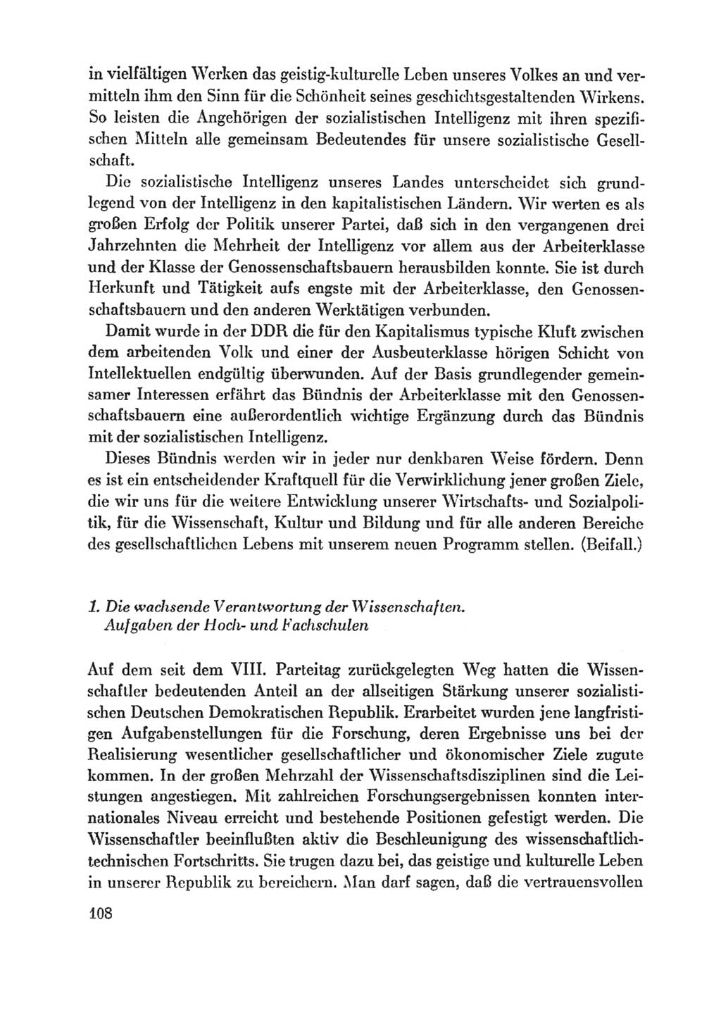 Protokoll der Verhandlungen des Ⅸ. Parteitages der Sozialistischen Einheitspartei Deutschlands (SED) [Deutsche Demokratische Republik (DDR)] 1976, Band 1, Seite 108 (Prot. Verh. Ⅸ. PT SED DDR 1976, Bd. 1, S. 108)