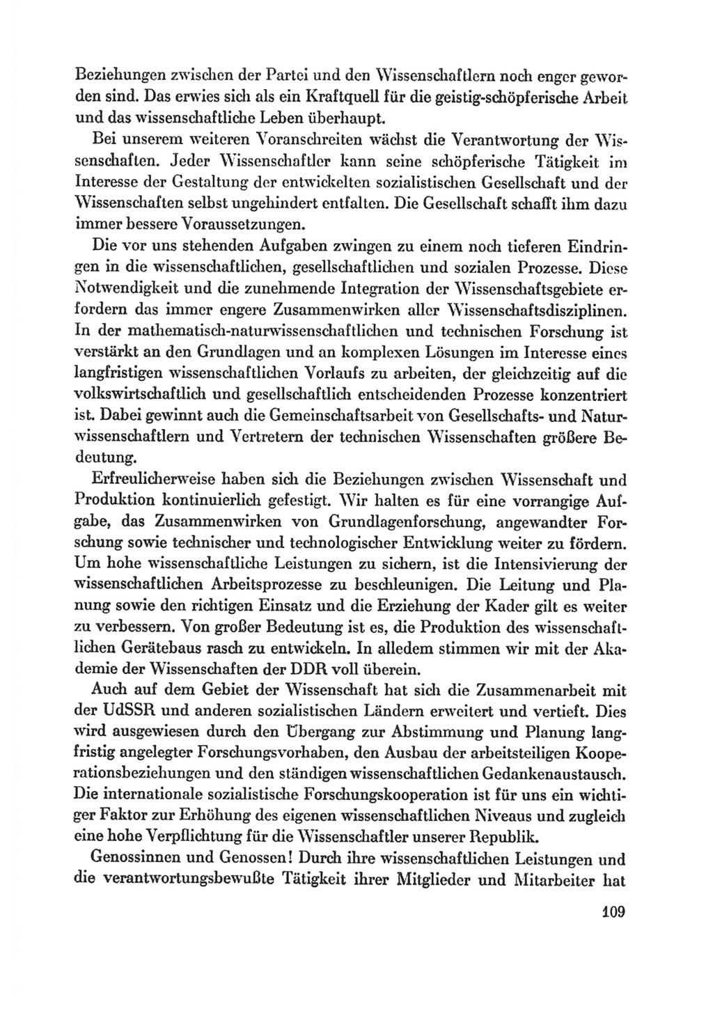 Protokoll der Verhandlungen des Ⅸ. Parteitages der Sozialistischen Einheitspartei Deutschlands (SED) [Deutsche Demokratische Republik (DDR)] 1976, Band 1, Seite 109 (Prot. Verh. Ⅸ. PT SED DDR 1976, Bd. 1, S. 109)