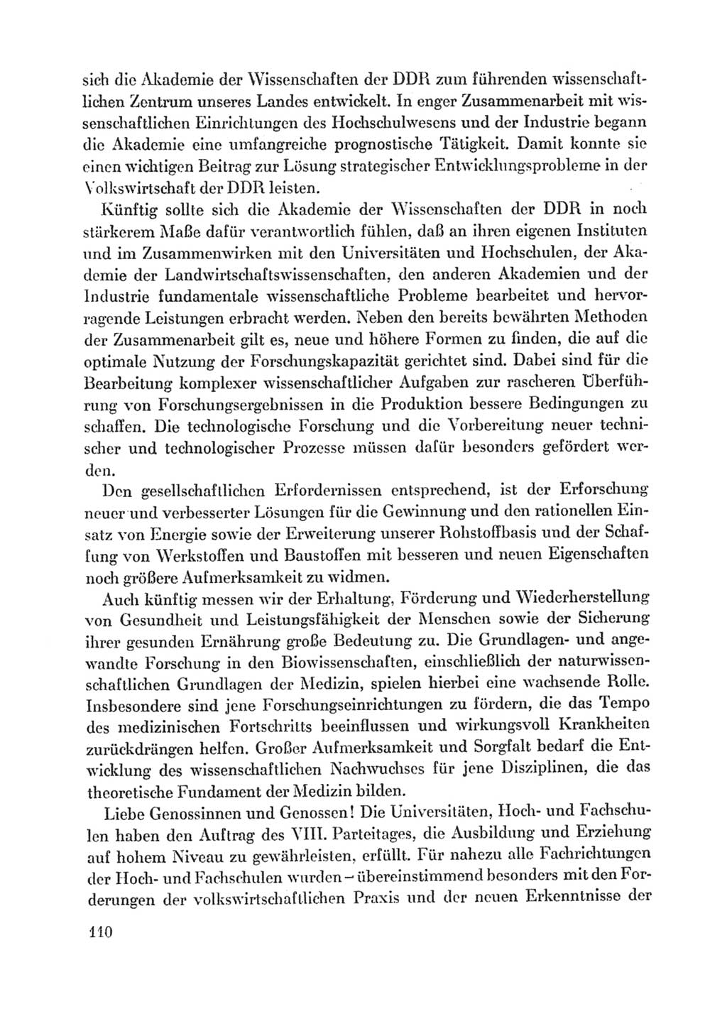 Protokoll der Verhandlungen des Ⅸ. Parteitages der Sozialistischen Einheitspartei Deutschlands (SED) [Deutsche Demokratische Republik (DDR)] 1976, Band 1, Seite 110 (Prot. Verh. Ⅸ. PT SED DDR 1976, Bd. 1, S. 110)