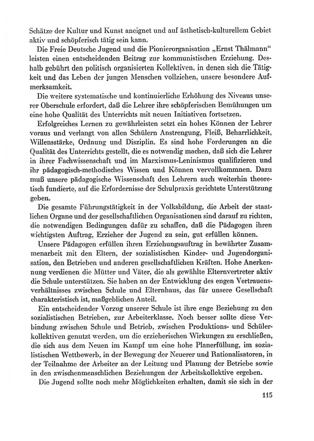 Protokoll der Verhandlungen des Ⅸ. Parteitages der Sozialistischen Einheitspartei Deutschlands (SED) [Deutsche Demokratische Republik (DDR)] 1976, Band 1, Seite 115 (Prot. Verh. Ⅸ. PT SED DDR 1976, Bd. 1, S. 115)