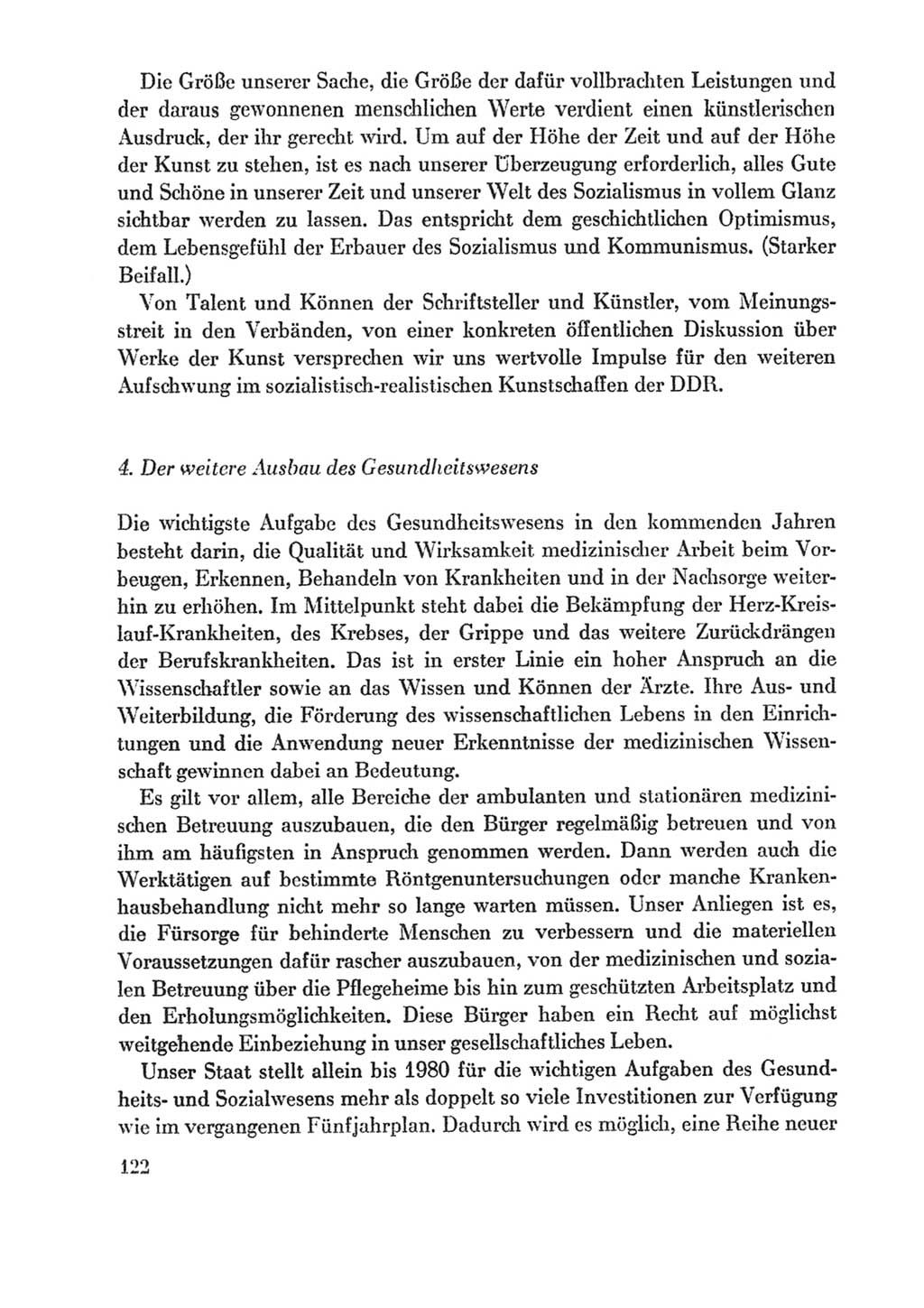 Protokoll der Verhandlungen des Ⅸ. Parteitages der Sozialistischen Einheitspartei Deutschlands (SED) [Deutsche Demokratische Republik (DDR)] 1976, Band 1, Seite 122 (Prot. Verh. Ⅸ. PT SED DDR 1976, Bd. 1, S. 122)