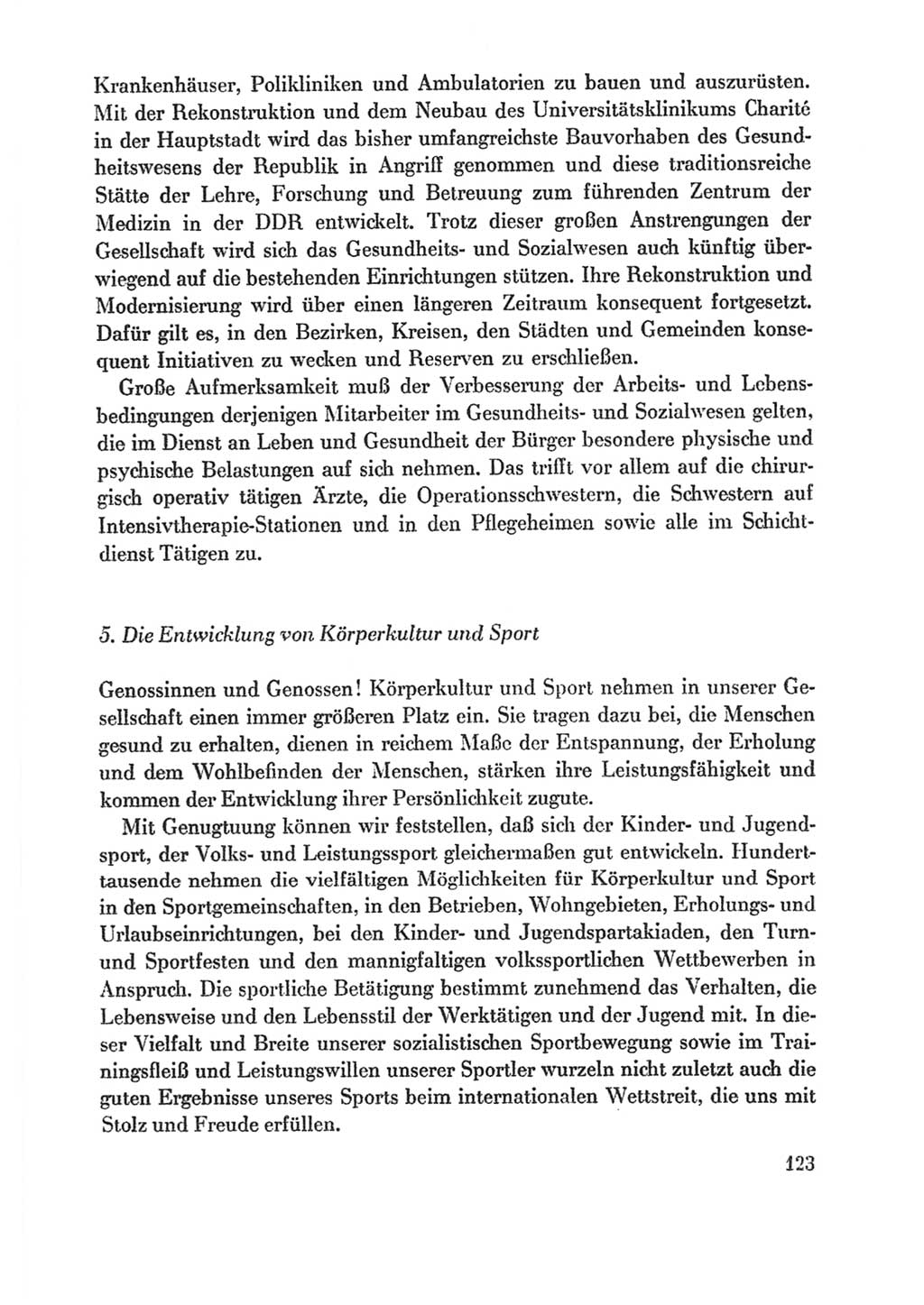 Protokoll der Verhandlungen des Ⅸ. Parteitages der Sozialistischen Einheitspartei Deutschlands (SED) [Deutsche Demokratische Republik (DDR)] 1976, Band 1, Seite 123 (Prot. Verh. Ⅸ. PT SED DDR 1976, Bd. 1, S. 123)