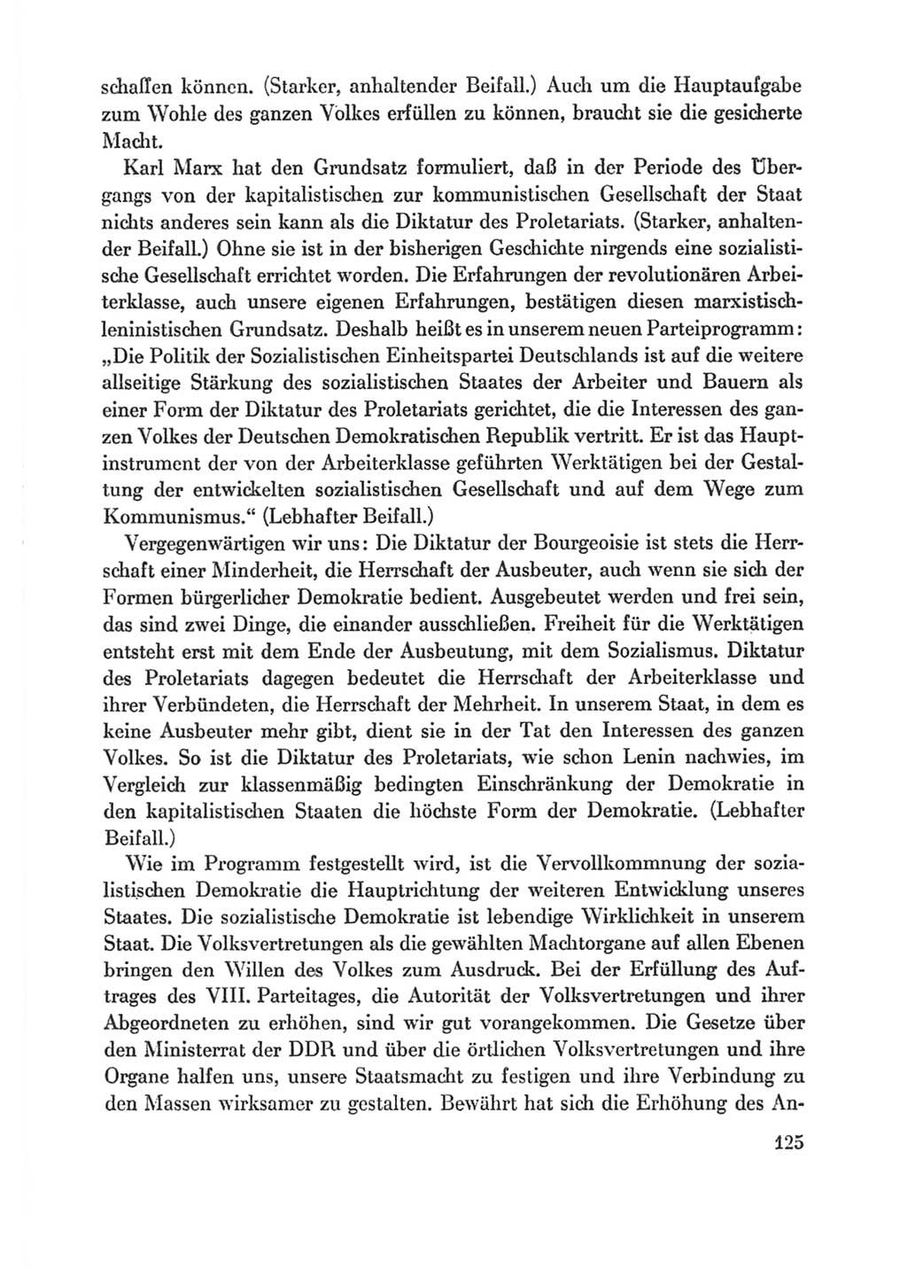 Protokoll der Verhandlungen des Ⅸ. Parteitages der Sozialistischen Einheitspartei Deutschlands (SED) [Deutsche Demokratische Republik (DDR)] 1976, Band 1, Seite 125 (Prot. Verh. Ⅸ. PT SED DDR 1976, Bd. 1, S. 125)