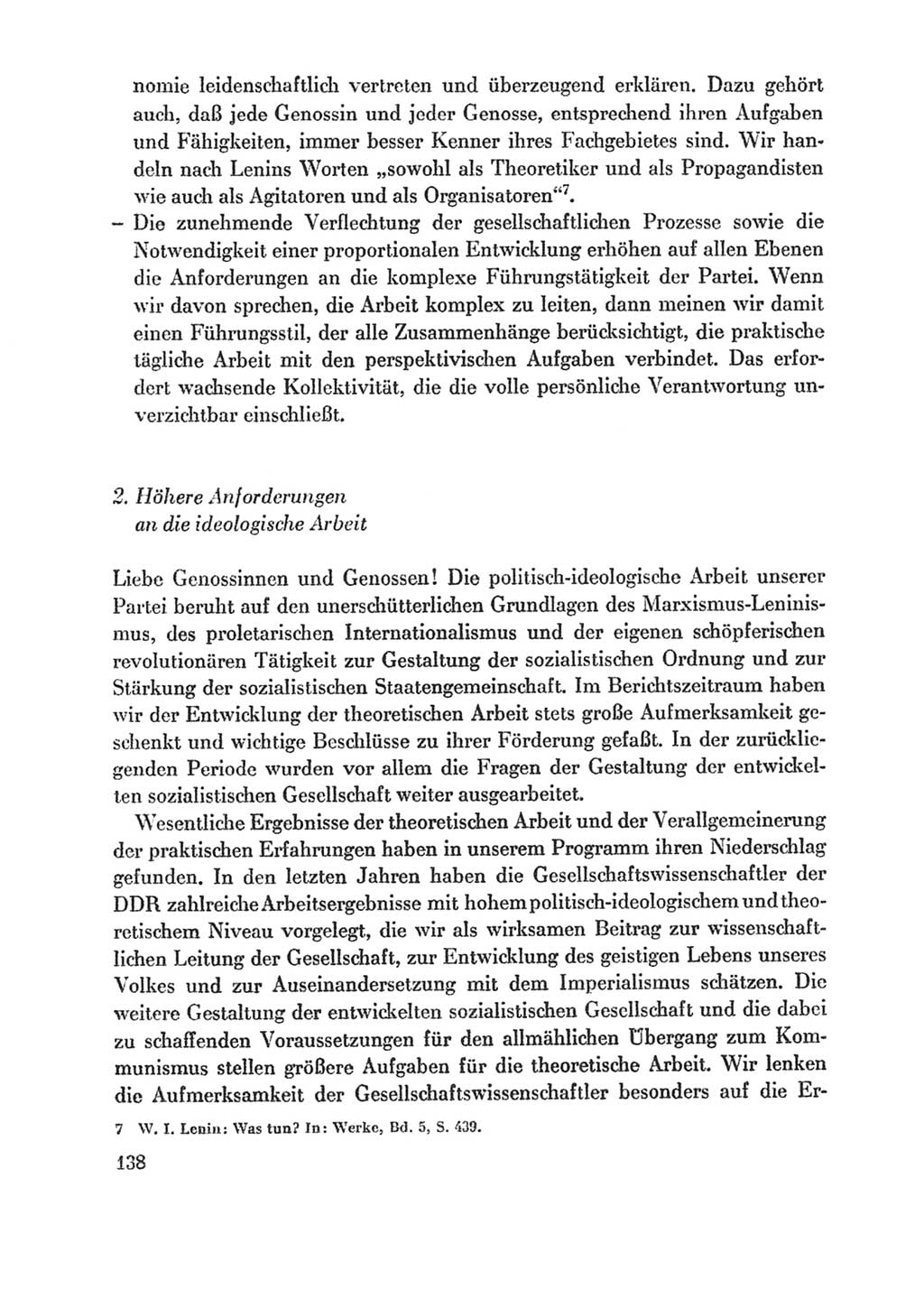 Protokoll der Verhandlungen des Ⅸ. Parteitages der Sozialistischen Einheitspartei Deutschlands (SED) [Deutsche Demokratische Republik (DDR)] 1976, Band 1, Seite 138 (Prot. Verh. Ⅸ. PT SED DDR 1976, Bd. 1, S. 138)