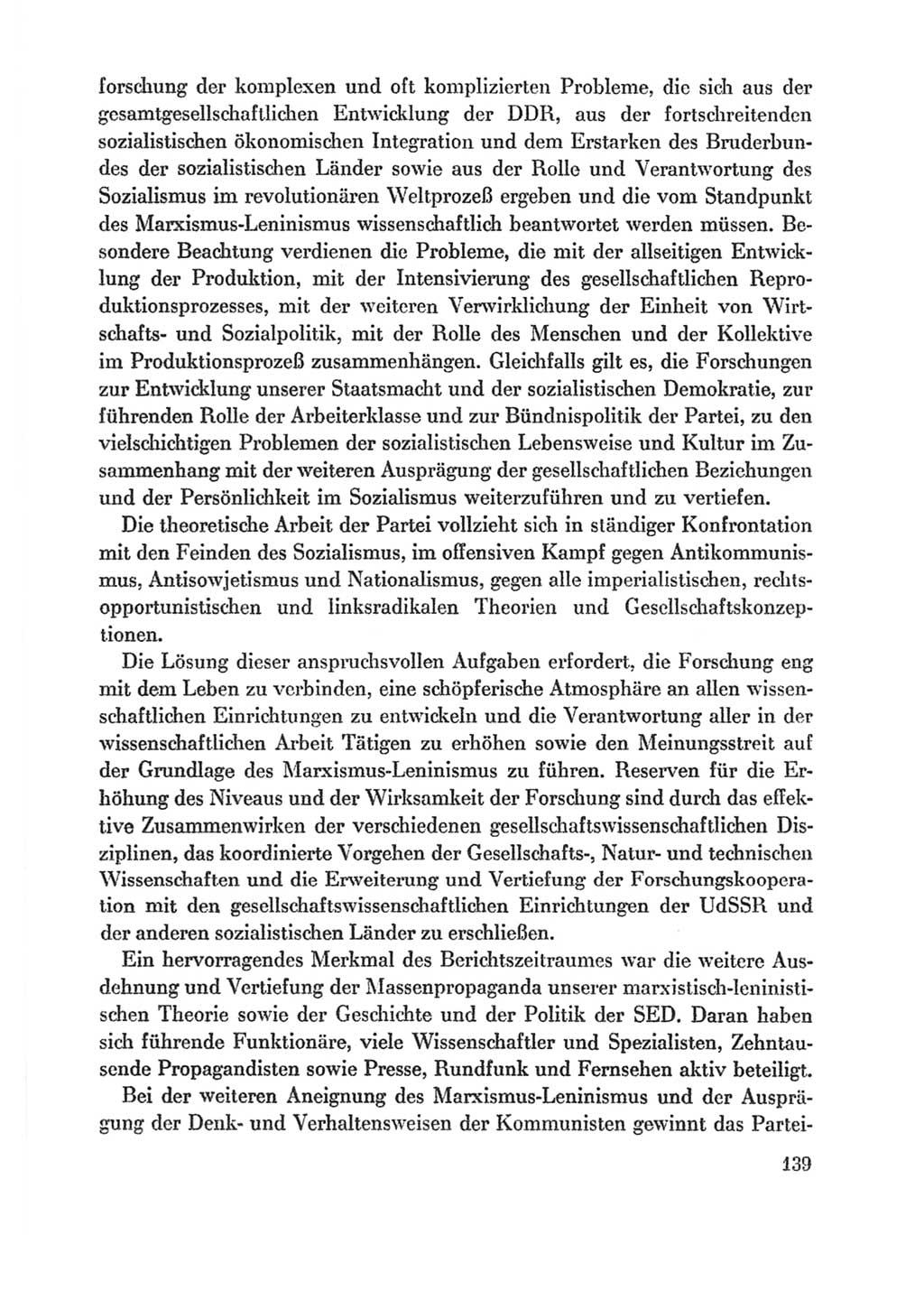 Protokoll der Verhandlungen des Ⅸ. Parteitages der Sozialistischen Einheitspartei Deutschlands (SED) [Deutsche Demokratische Republik (DDR)] 1976, Band 1, Seite 139 (Prot. Verh. Ⅸ. PT SED DDR 1976, Bd. 1, S. 139)