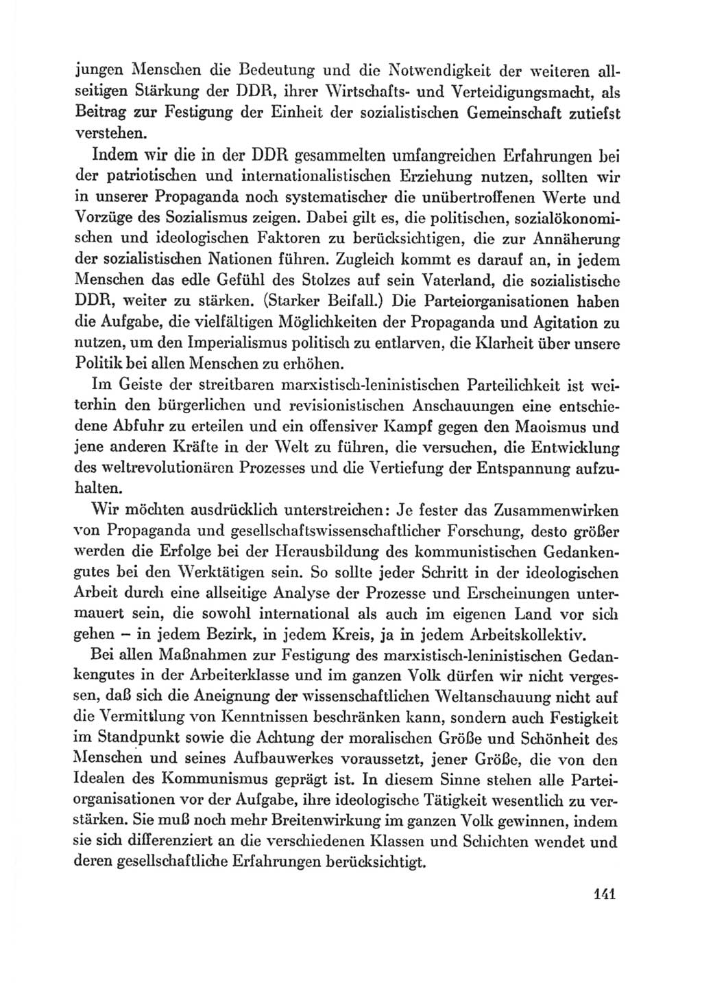Protokoll der Verhandlungen des Ⅸ. Parteitages der Sozialistischen Einheitspartei Deutschlands (SED) [Deutsche Demokratische Republik (DDR)] 1976, Band 1, Seite 141 (Prot. Verh. Ⅸ. PT SED DDR 1976, Bd. 1, S. 141)