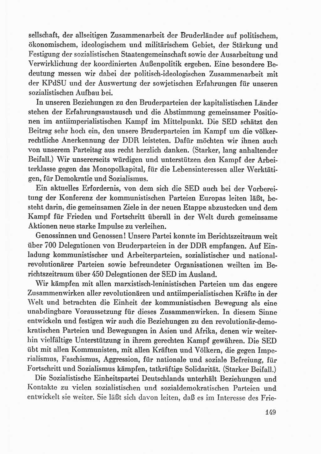 Protokoll der Verhandlungen des Ⅸ. Parteitages der Sozialistischen Einheitspartei Deutschlands (SED) [Deutsche Demokratische Republik (DDR)] 1976, Band 1, Seite 149 (Prot. Verh. Ⅸ. PT SED DDR 1976, Bd. 1, S. 149)