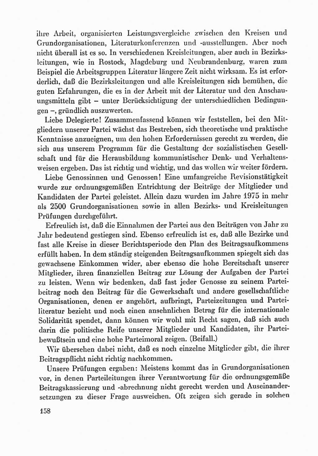 Protokoll der Verhandlungen des Ⅸ. Parteitages der Sozialistischen Einheitspartei Deutschlands (SED) [Deutsche Demokratische Republik (DDR)] 1976, Band 1, Seite 158 (Prot. Verh. Ⅸ. PT SED DDR 1976, Bd. 1, S. 158)