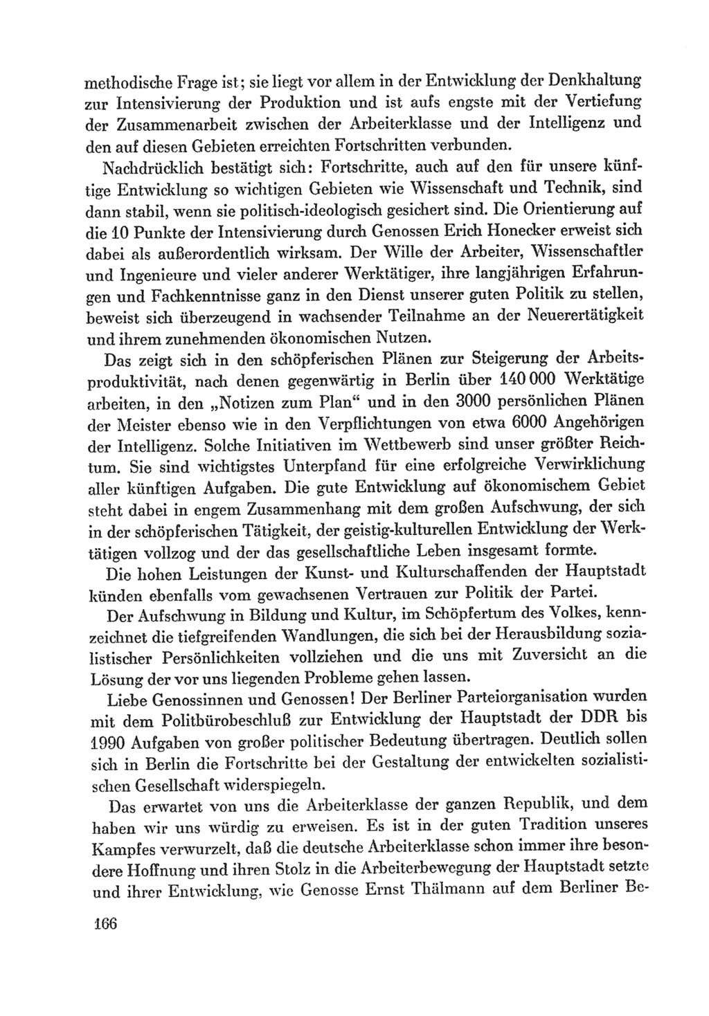 Protokoll der Verhandlungen des Ⅸ. Parteitages der Sozialistischen Einheitspartei Deutschlands (SED) [Deutsche Demokratische Republik (DDR)] 1976, Band 1, Seite 166 (Prot. Verh. Ⅸ. PT SED DDR 1976, Bd. 1, S. 166)