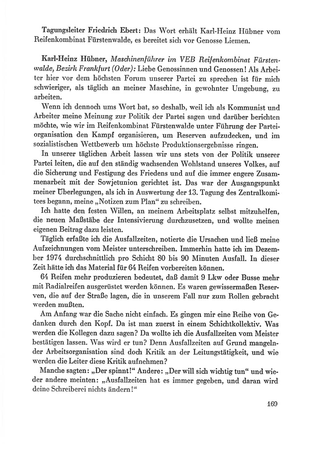 Protokoll der Verhandlungen des Ⅸ. Parteitages der Sozialistischen Einheitspartei Deutschlands (SED) [Deutsche Demokratische Republik (DDR)] 1976, Band 1, Seite 169 (Prot. Verh. Ⅸ. PT SED DDR 1976, Bd. 1, S. 169)