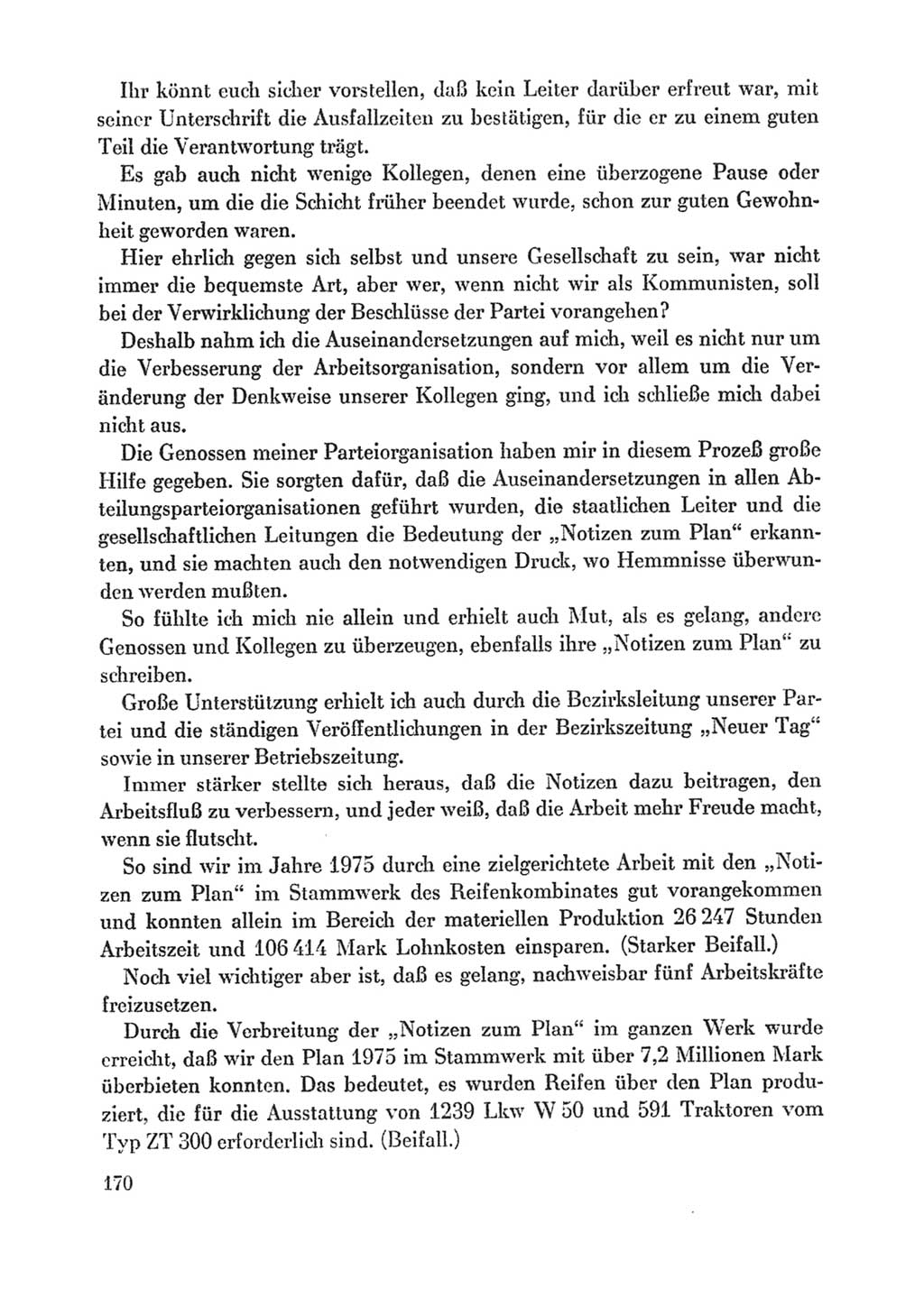 Protokoll der Verhandlungen des Ⅸ. Parteitages der Sozialistischen Einheitspartei Deutschlands (SED) [Deutsche Demokratische Republik (DDR)] 1976, Band 1, Seite 170 (Prot. Verh. Ⅸ. PT SED DDR 1976, Bd. 1, S. 170)