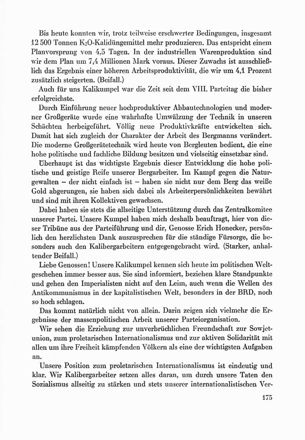 Protokoll der Verhandlungen des Ⅸ. Parteitages der Sozialistischen Einheitspartei Deutschlands (SED) [Deutsche Demokratische Republik (DDR)] 1976, Band 1, Seite 175 (Prot. Verh. Ⅸ. PT SED DDR 1976, Bd. 1, S. 175)