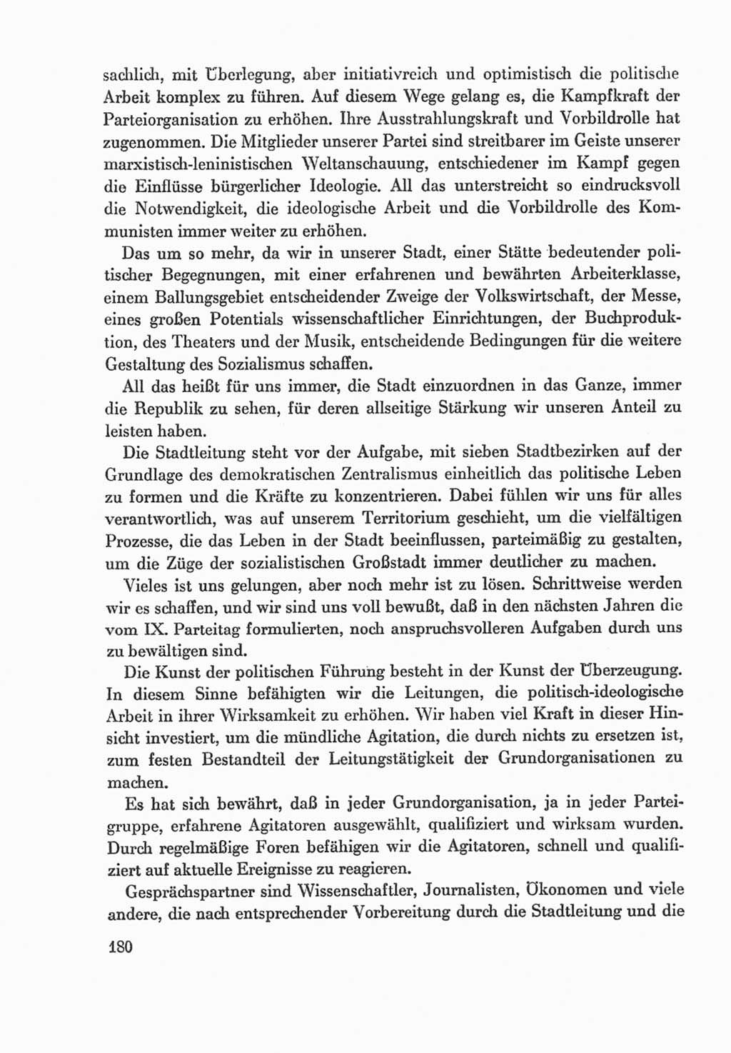 Protokoll der Verhandlungen des Ⅸ. Parteitages der Sozialistischen Einheitspartei Deutschlands (SED) [Deutsche Demokratische Republik (DDR)] 1976, Band 1, Seite 180 (Prot. Verh. Ⅸ. PT SED DDR 1976, Bd. 1, S. 180)