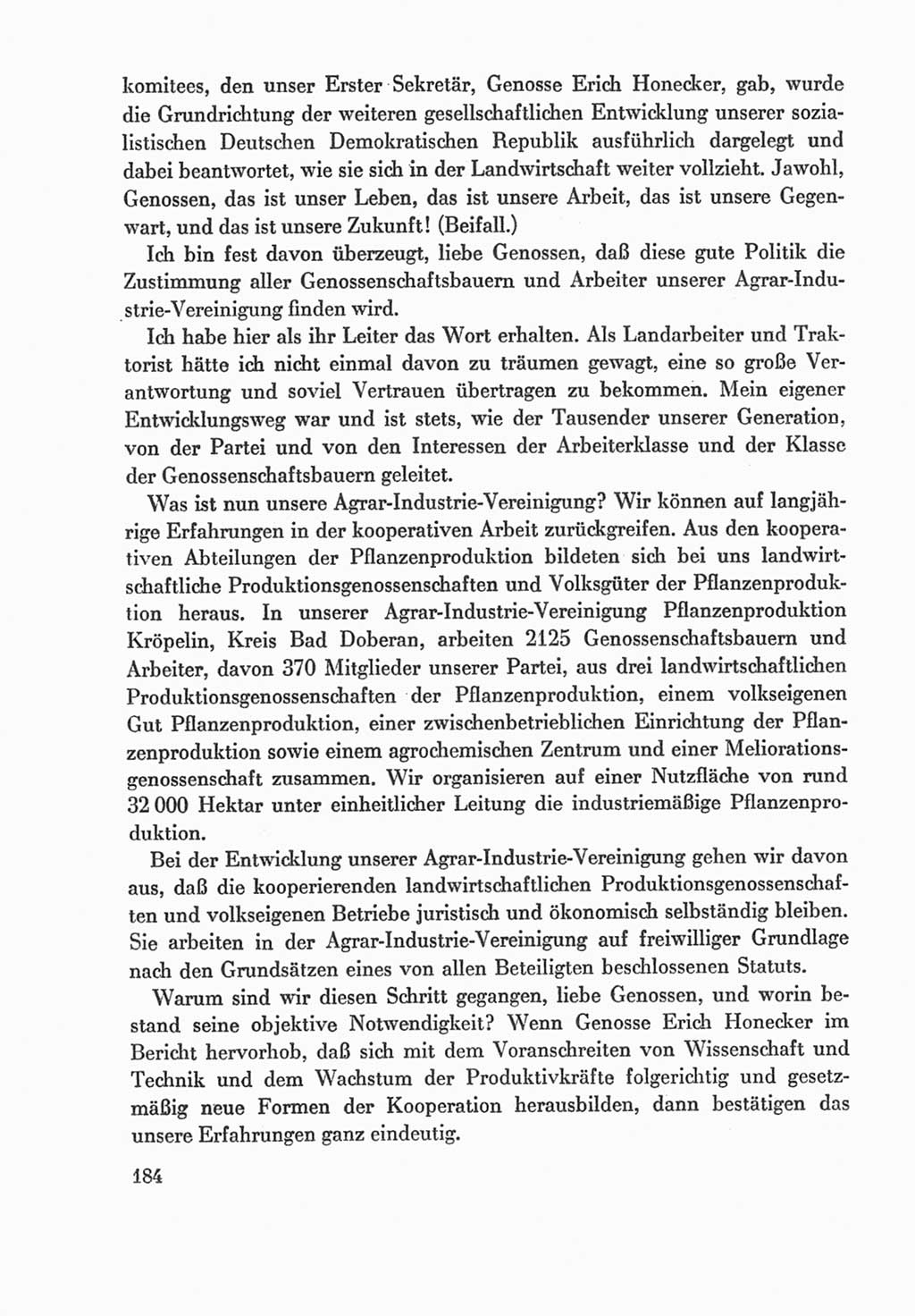 Protokoll der Verhandlungen des Ⅸ. Parteitages der Sozialistischen Einheitspartei Deutschlands (SED) [Deutsche Demokratische Republik (DDR)] 1976, Band 1, Seite 184 (Prot. Verh. Ⅸ. PT SED DDR 1976, Bd. 1, S. 184)