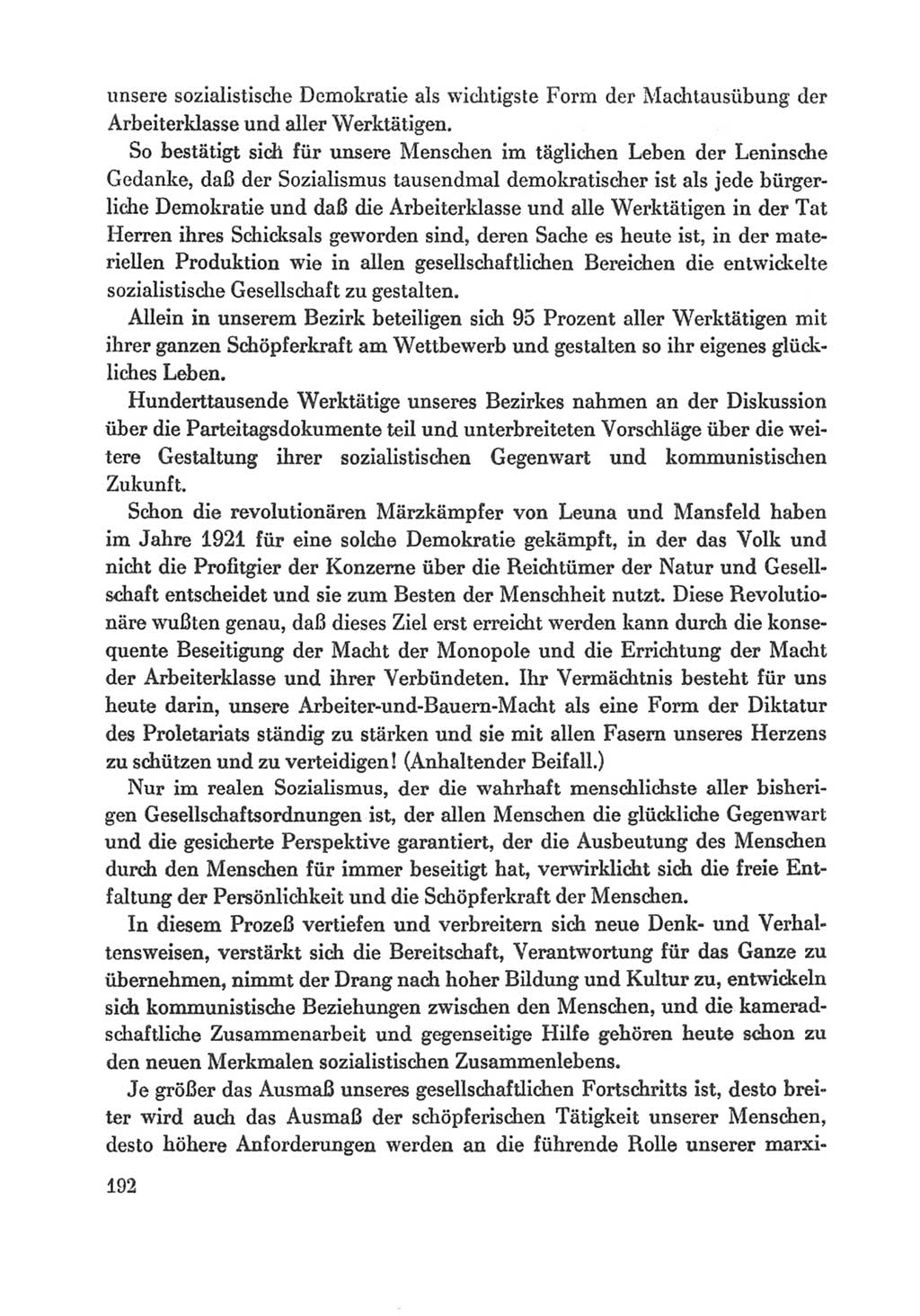 Protokoll der Verhandlungen des Ⅸ. Parteitages der Sozialistischen Einheitspartei Deutschlands (SED) [Deutsche Demokratische Republik (DDR)] 1976, Band 1, Seite 192 (Prot. Verh. Ⅸ. PT SED DDR 1976, Bd. 1, S. 192)