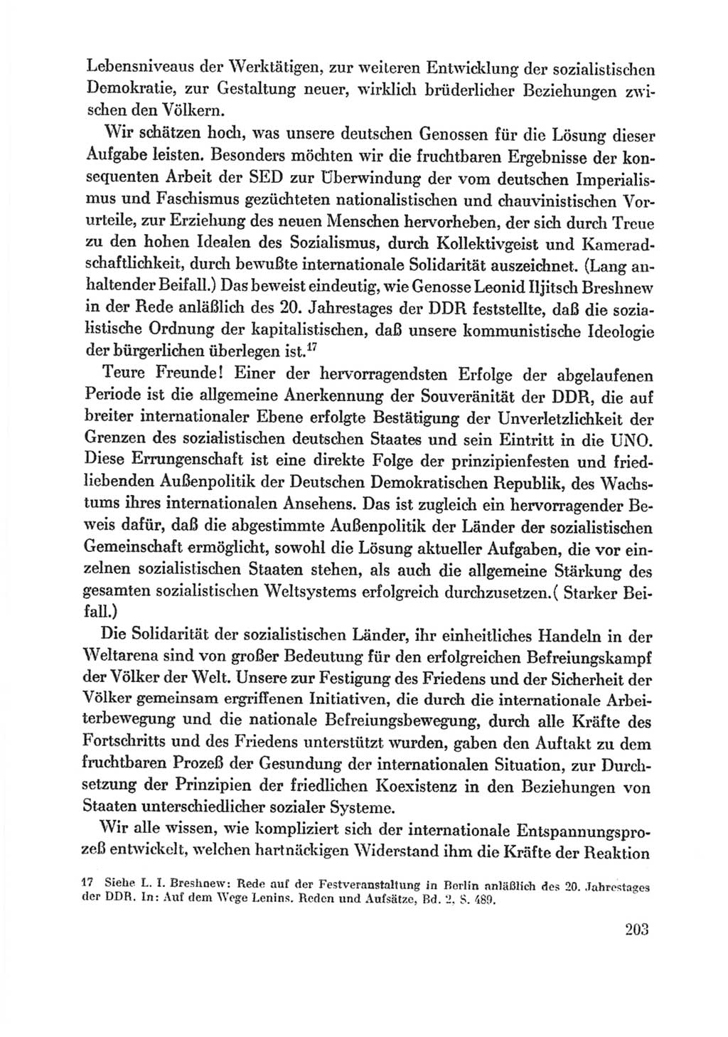 Protokoll der Verhandlungen des Ⅸ. Parteitages der Sozialistischen Einheitspartei Deutschlands (SED) [Deutsche Demokratische Republik (DDR)] 1976, Band 1, Seite 203 (Prot. Verh. Ⅸ. PT SED DDR 1976, Bd. 1, S. 203)