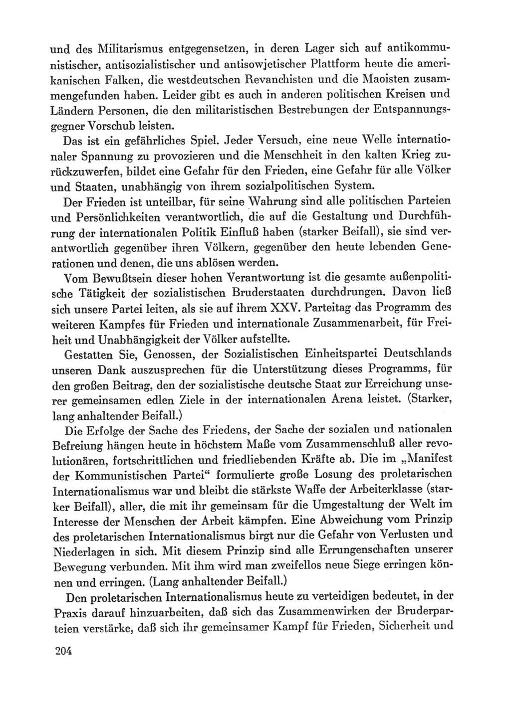 Protokoll der Verhandlungen des Ⅸ. Parteitages der Sozialistischen Einheitspartei Deutschlands (SED) [Deutsche Demokratische Republik (DDR)] 1976, Band 1, Seite 204 (Prot. Verh. Ⅸ. PT SED DDR 1976, Bd. 1, S. 204)