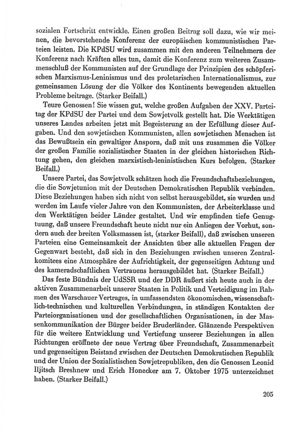 Protokoll der Verhandlungen des Ⅸ. Parteitages der Sozialistischen Einheitspartei Deutschlands (SED) [Deutsche Demokratische Republik (DDR)] 1976, Band 1, Seite 205 (Prot. Verh. Ⅸ. PT SED DDR 1976, Bd. 1, S. 205)