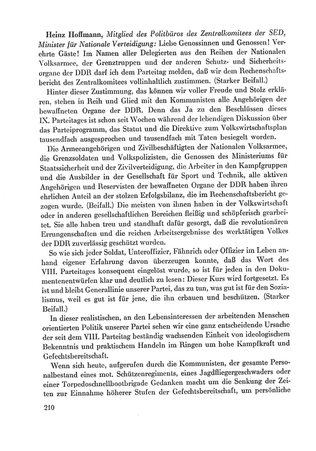 Protokoll der Verhandlungen des Ⅸ. Parteitages der Sozialistischen Einheitspartei Deutschlands (SED) [Deutsche Demokratische Republik (DDR)] 1976, Band 1, Seite 210 (Prot. Verh. Ⅸ. PT SED DDR 1976, Bd. 1, S. 210)