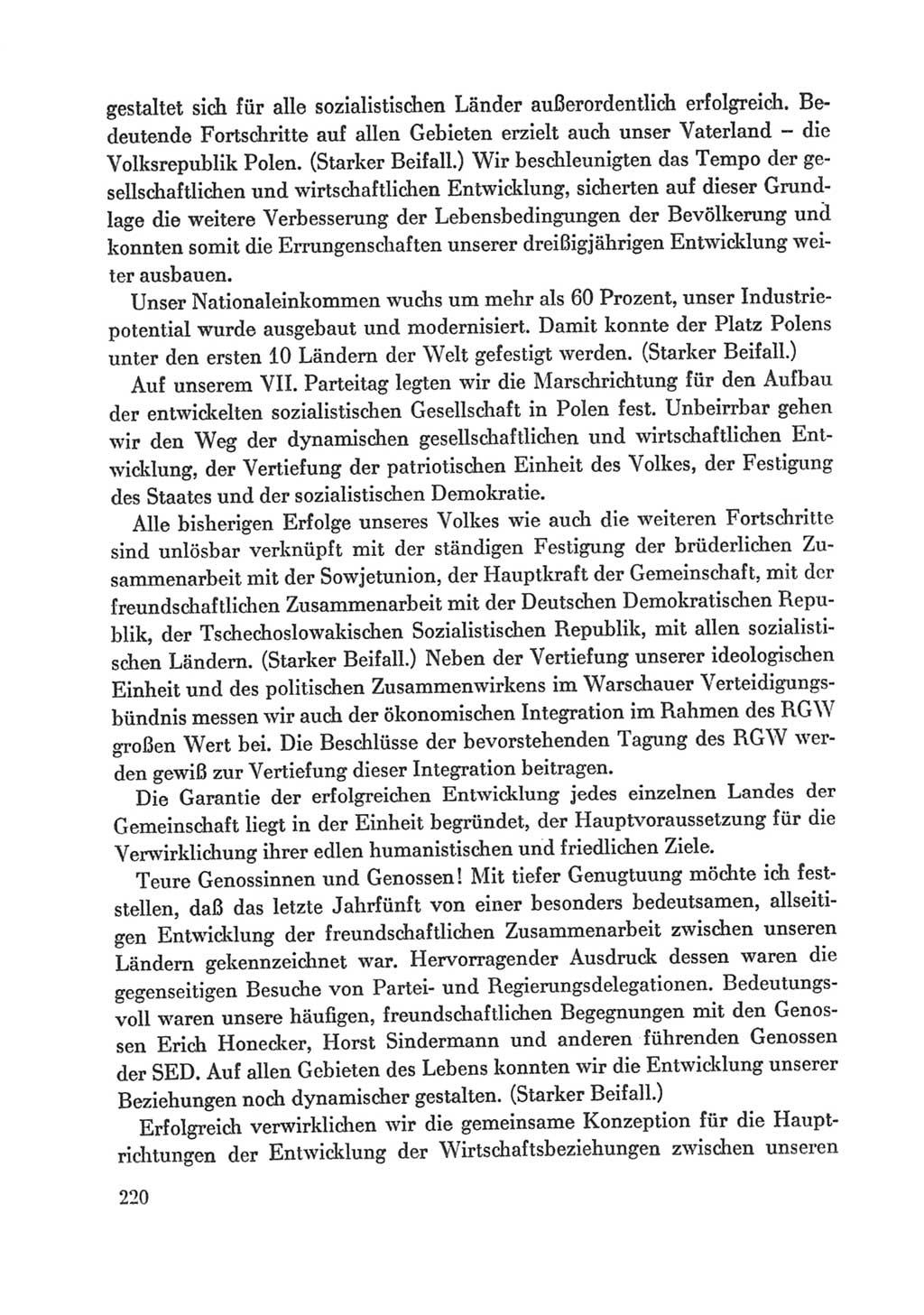 Protokoll der Verhandlungen des Ⅸ. Parteitages der Sozialistischen Einheitspartei Deutschlands (SED) [Deutsche Demokratische Republik (DDR)] 1976, Band 1, Seite 220 (Prot. Verh. Ⅸ. PT SED DDR 1976, Bd. 1, S. 220)